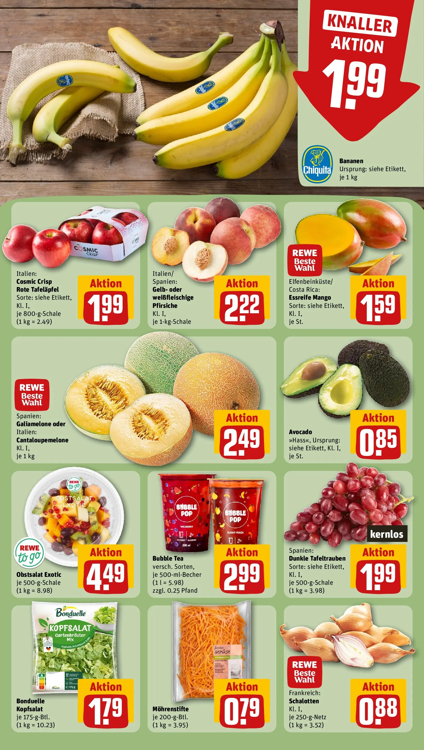 REWE Prospekt ab 31.05.2026 zum Blättern » Angebote | Seite: 4 | Produkte: Bananen, Avocado, Gemüse, Mango