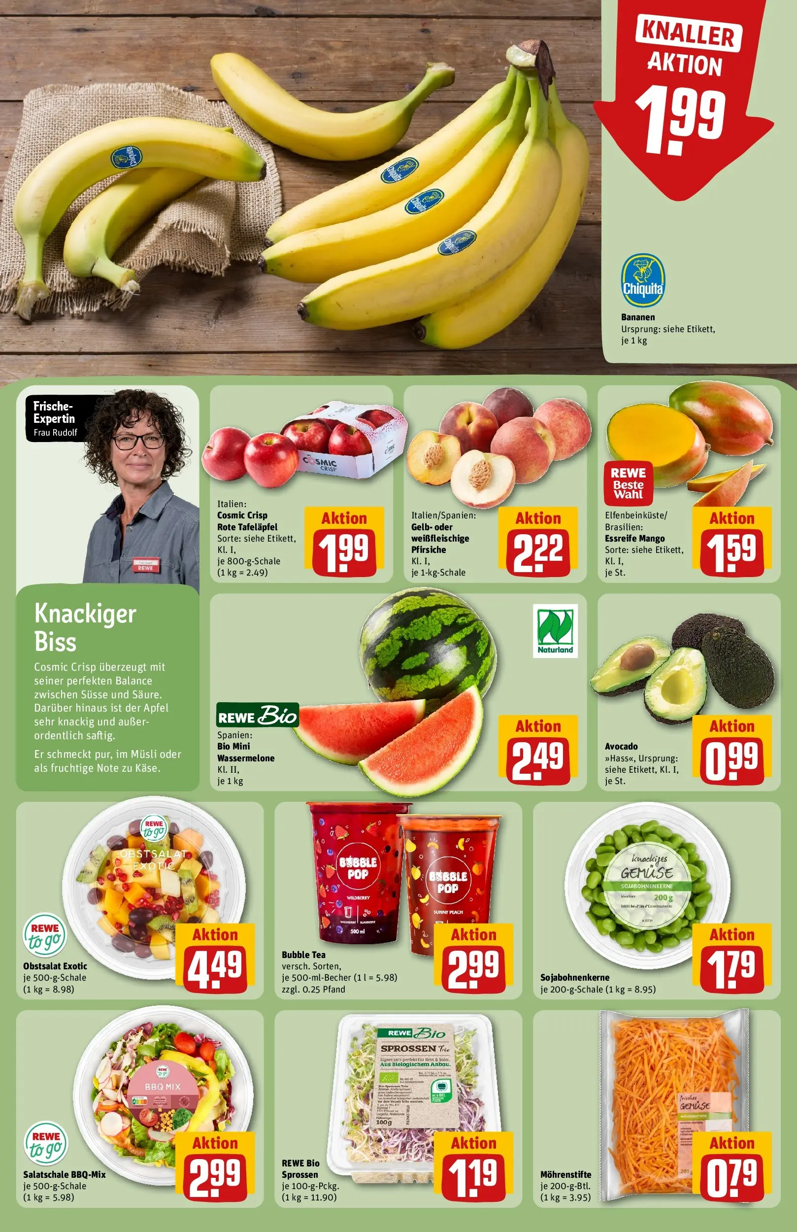REWE Prospekt ab 01.06.2026 zum Blättern » Angebote | Seite: 6 | Produkte: Äpfel, Bananen, Gemüse, Mango
