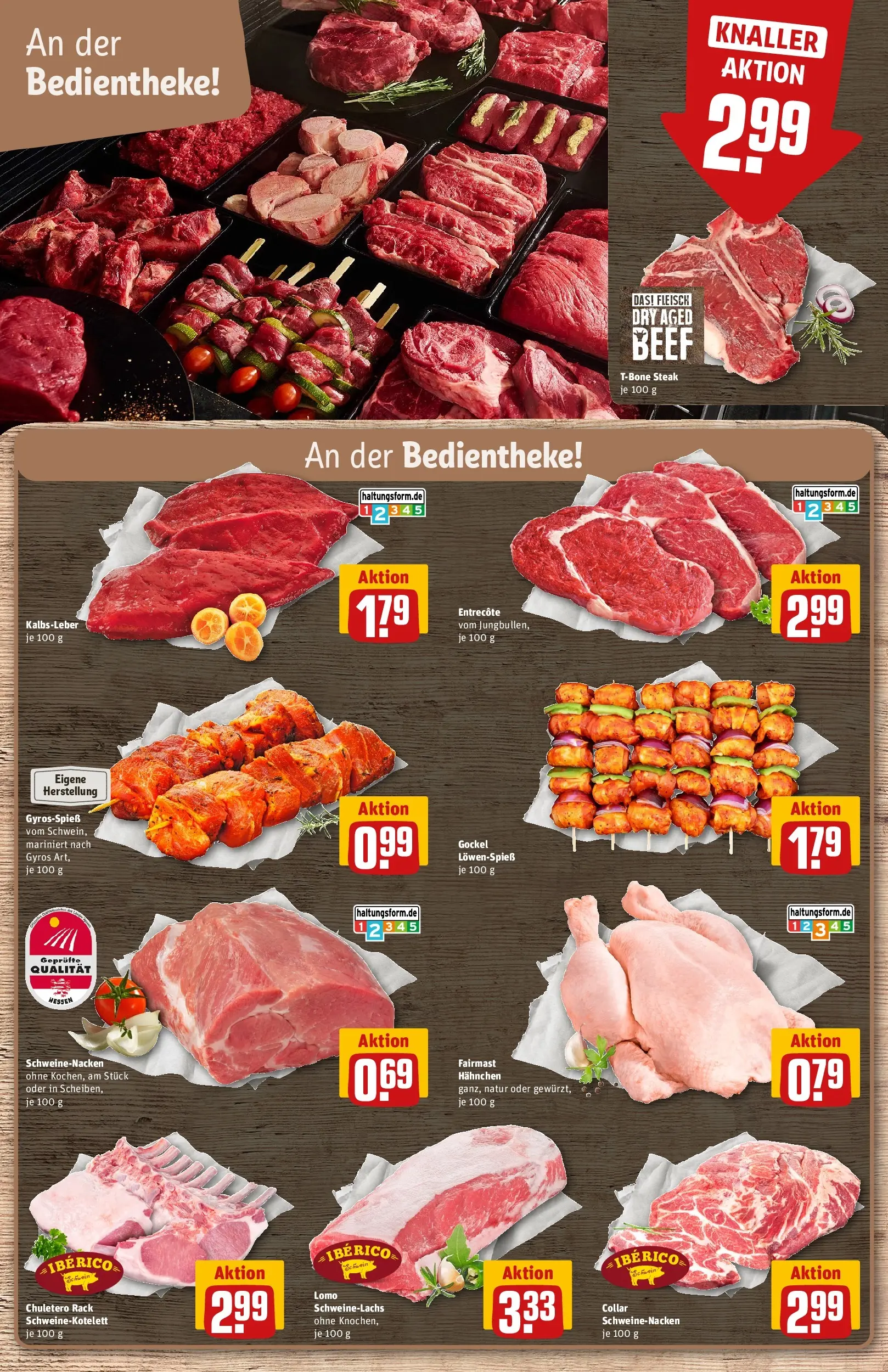 REWE Prospekt ab 01.06.2026 zum Blättern » Angebote | Seite: 9 | Produkte: Schweinenacken, Entrecote, Kalbsleber, Gyros