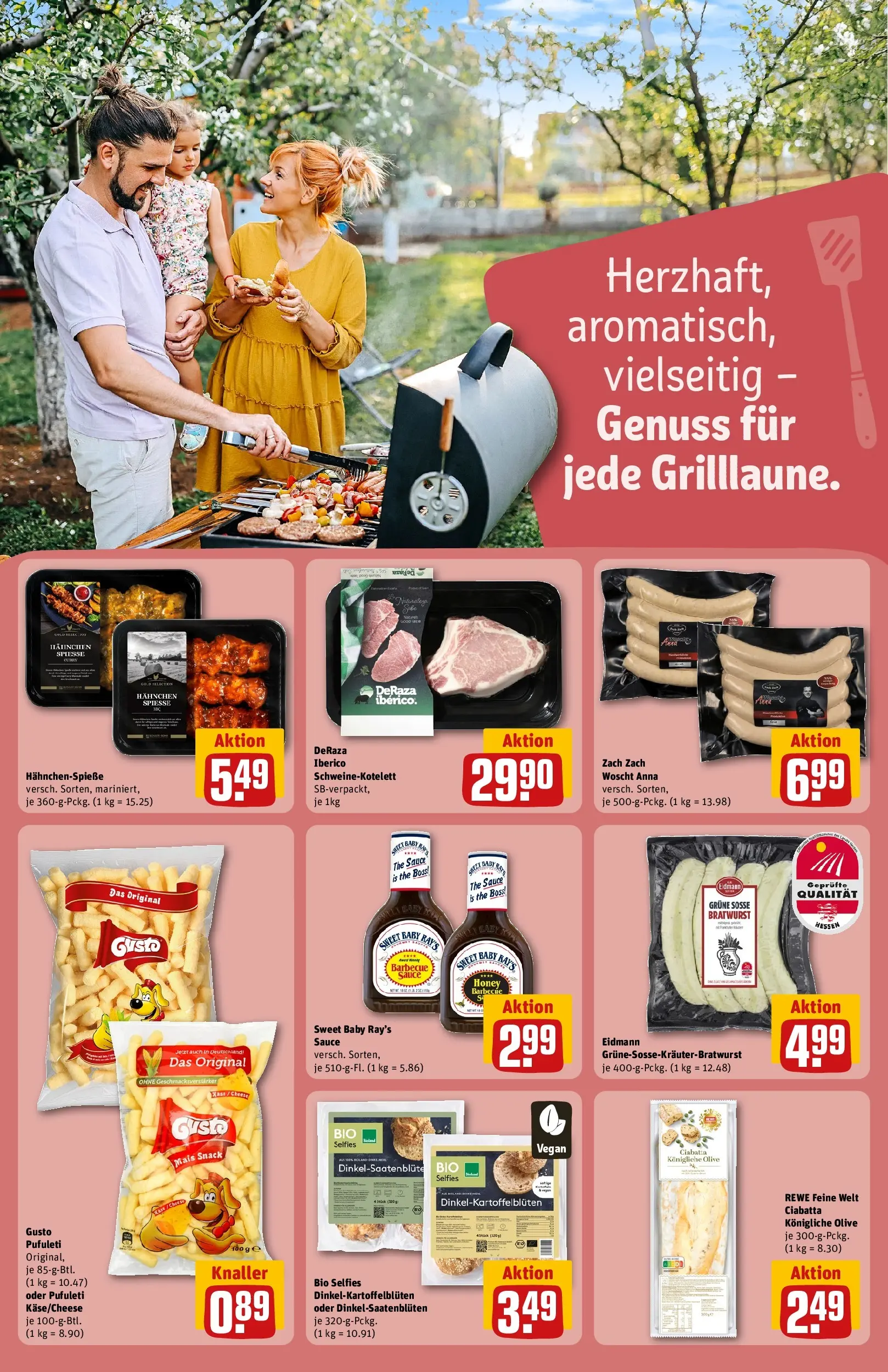 REWE Prospekt ab 01.06.2026 zum Blättern » Angebote | Seite: 20 | Produkte: Hahnchen, Bratwurst, Spieße, Soße