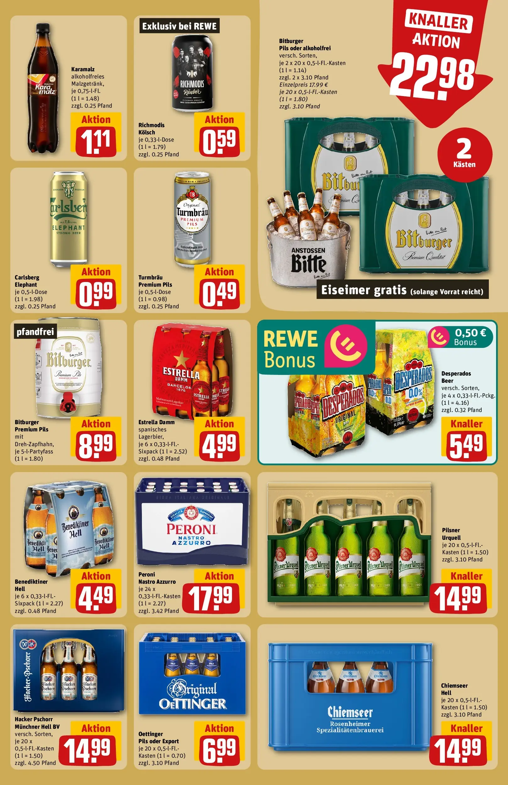 REWE Prospekt ab 01.06.2026 zum Blättern » Angebote | Seite: 21 | Produkte: Bitburger, Pils, Pilsner urquell, Desperados