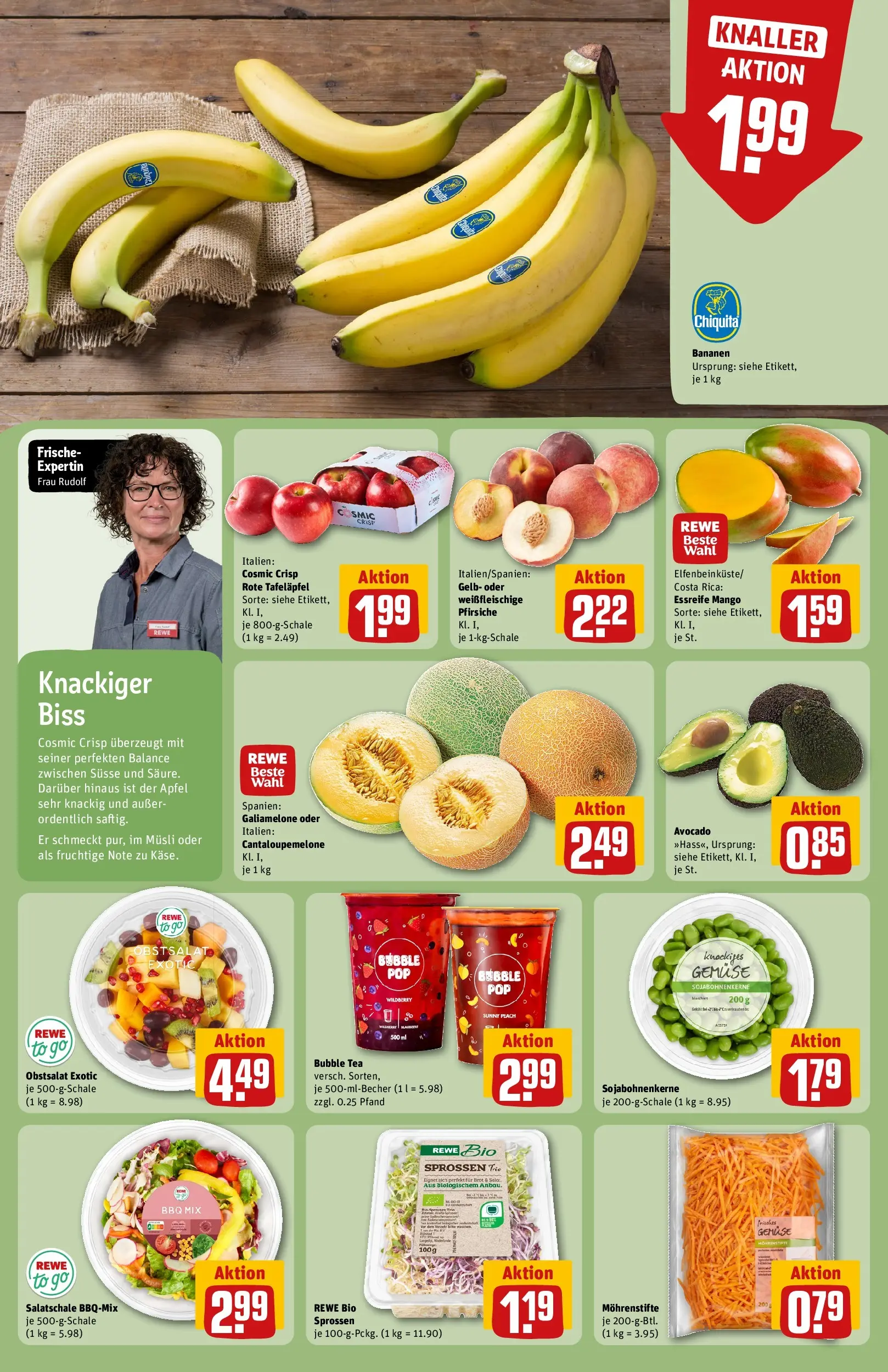 REWE Prospekt ab 01.06.2026 zum Blättern » Angebote | Seite: 4 | Produkte: Musli, Äpfel, Gemüse, Brot