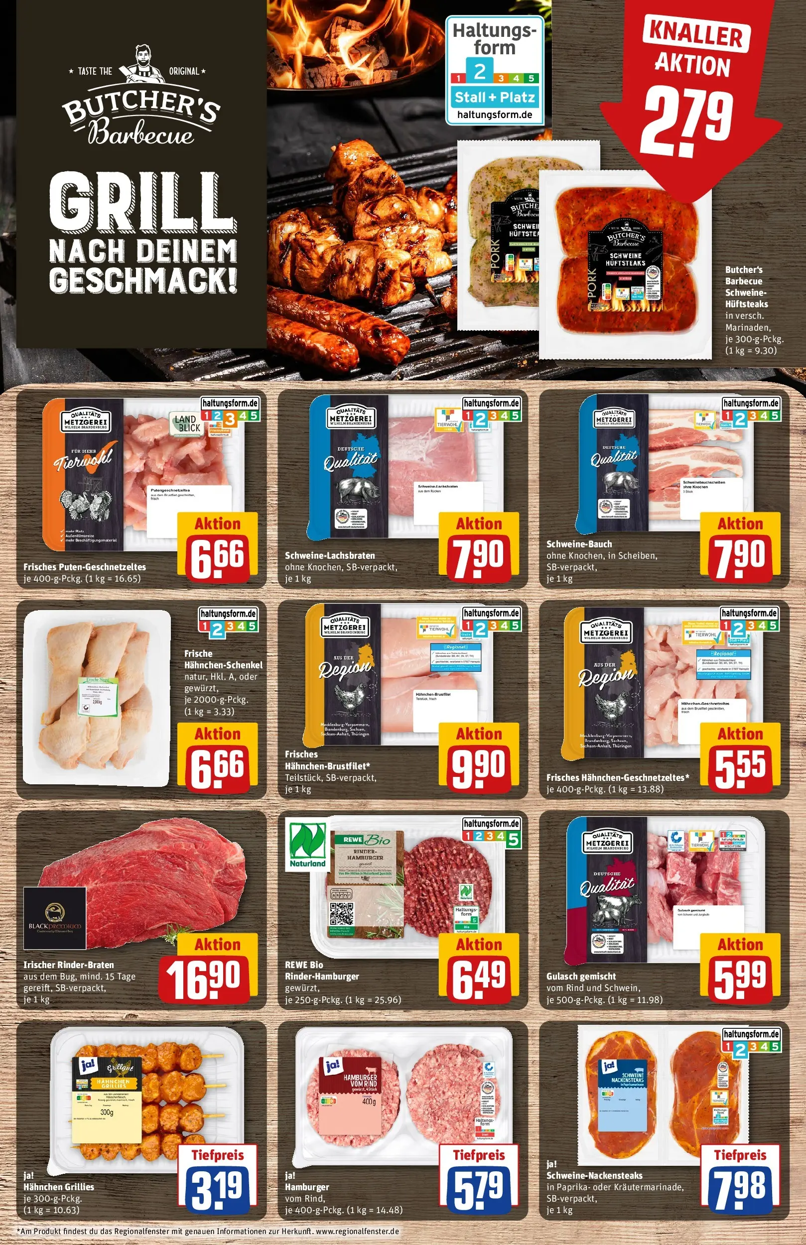 REWE Prospekt ab 01.06.2026 zum Blättern » Angebote | Seite: 6 | Produkte: Rinderbraten, Nackensteaks, Schweinebauch, Gulasch