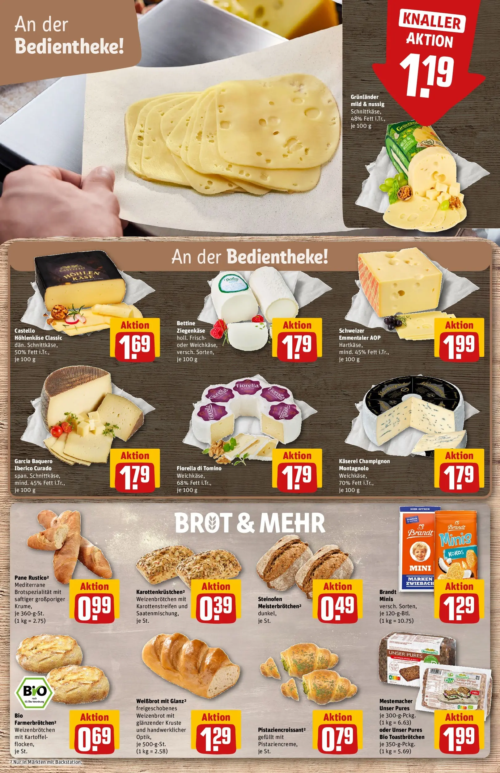 REWE Prospekt ab 01.06.2026 zum Blättern » Angebote | Seite: 9 | Produkte: Ziegenkäse, Pane, Croissant, Grunlander