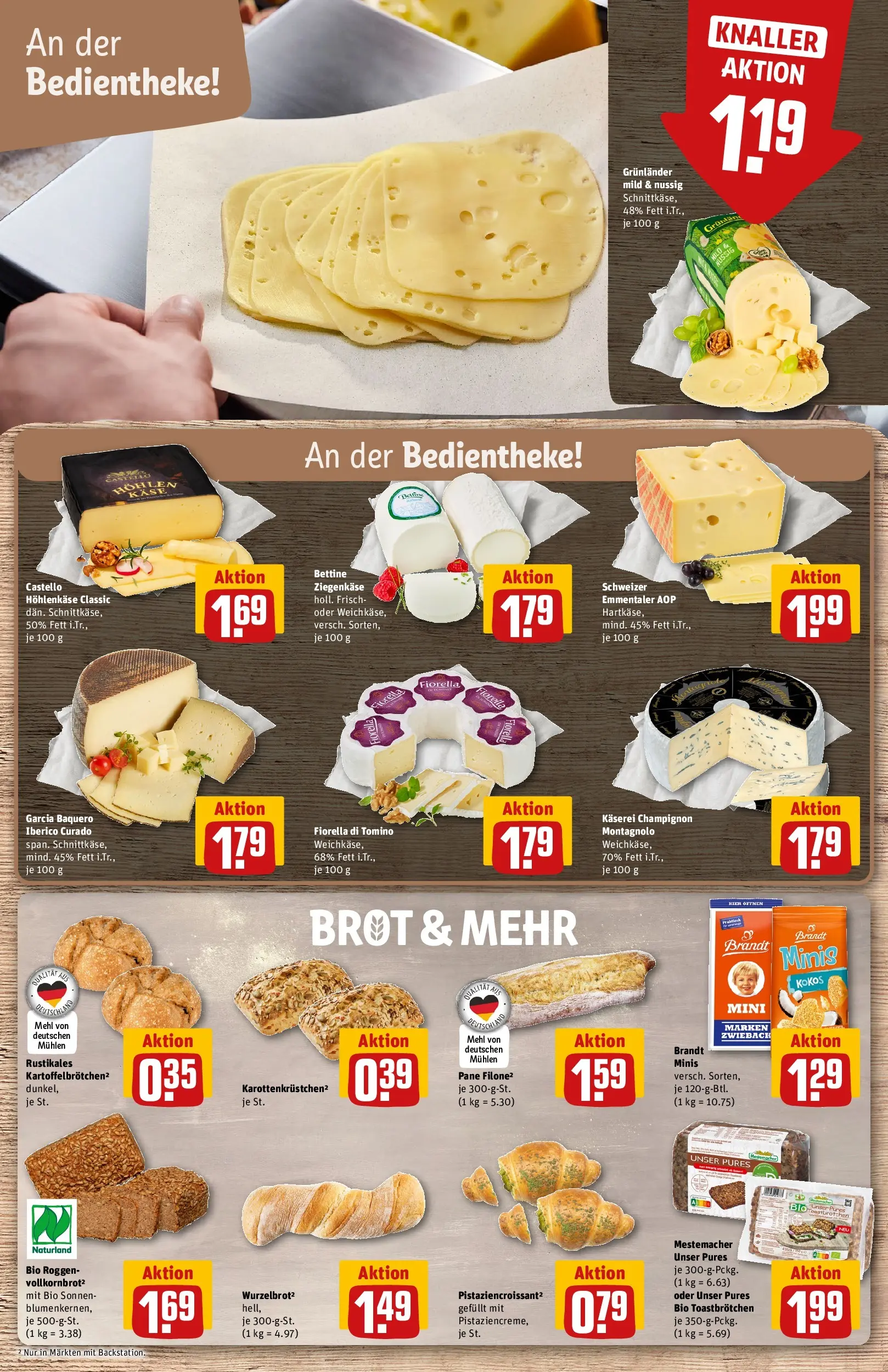 REWE Prospekt ab 01.06.2026 zum Blättern » Angebote | Seite: 9 | Produkte: Mehl, Ziegenkäse, Croissant, Brot