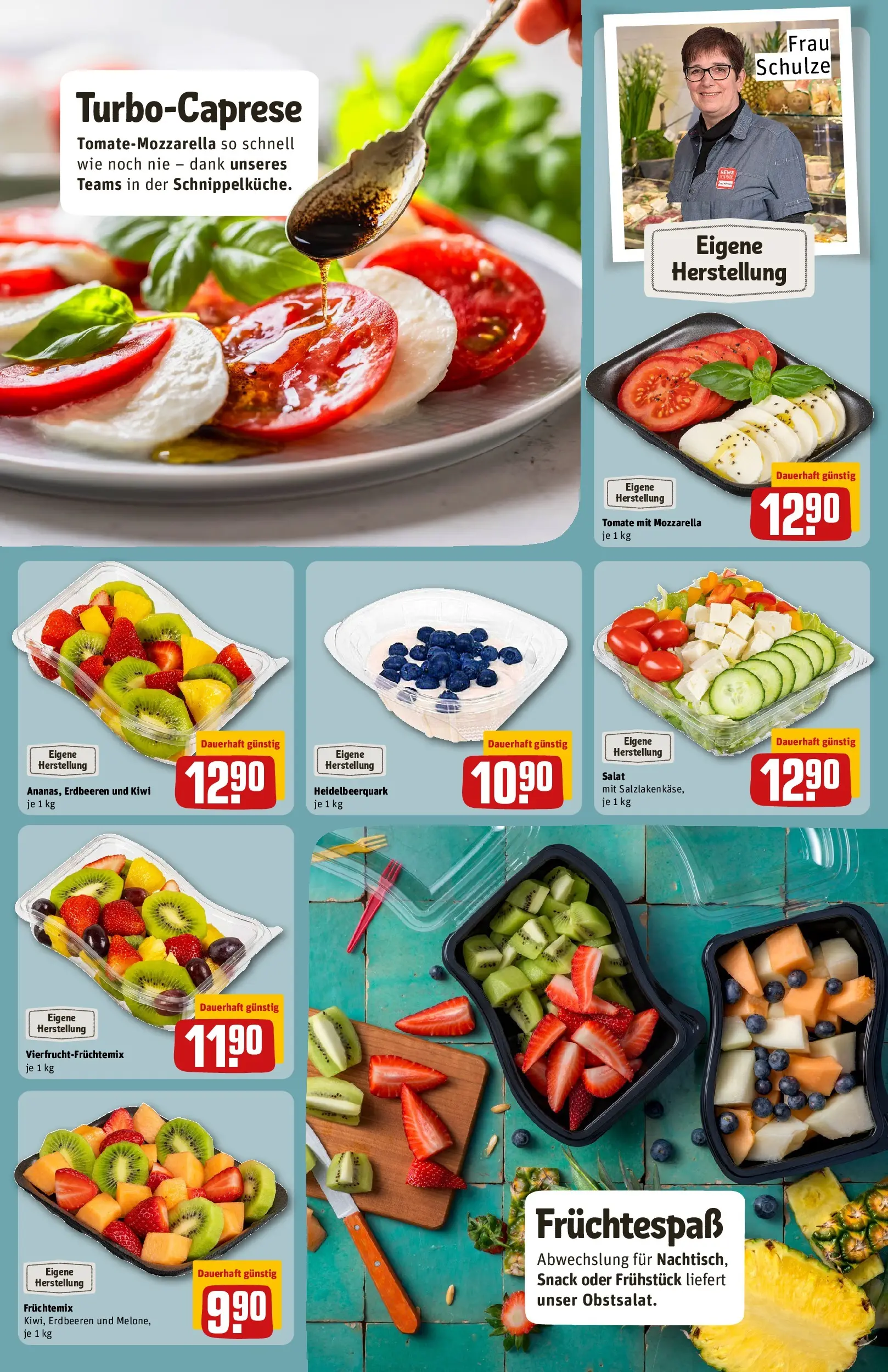 REWE Prospekt ab 01.06.2026 zum Blättern » Angebote | Seite: 11 | Produkte: Quark, Mozzarella, Erdbeeren, Salat