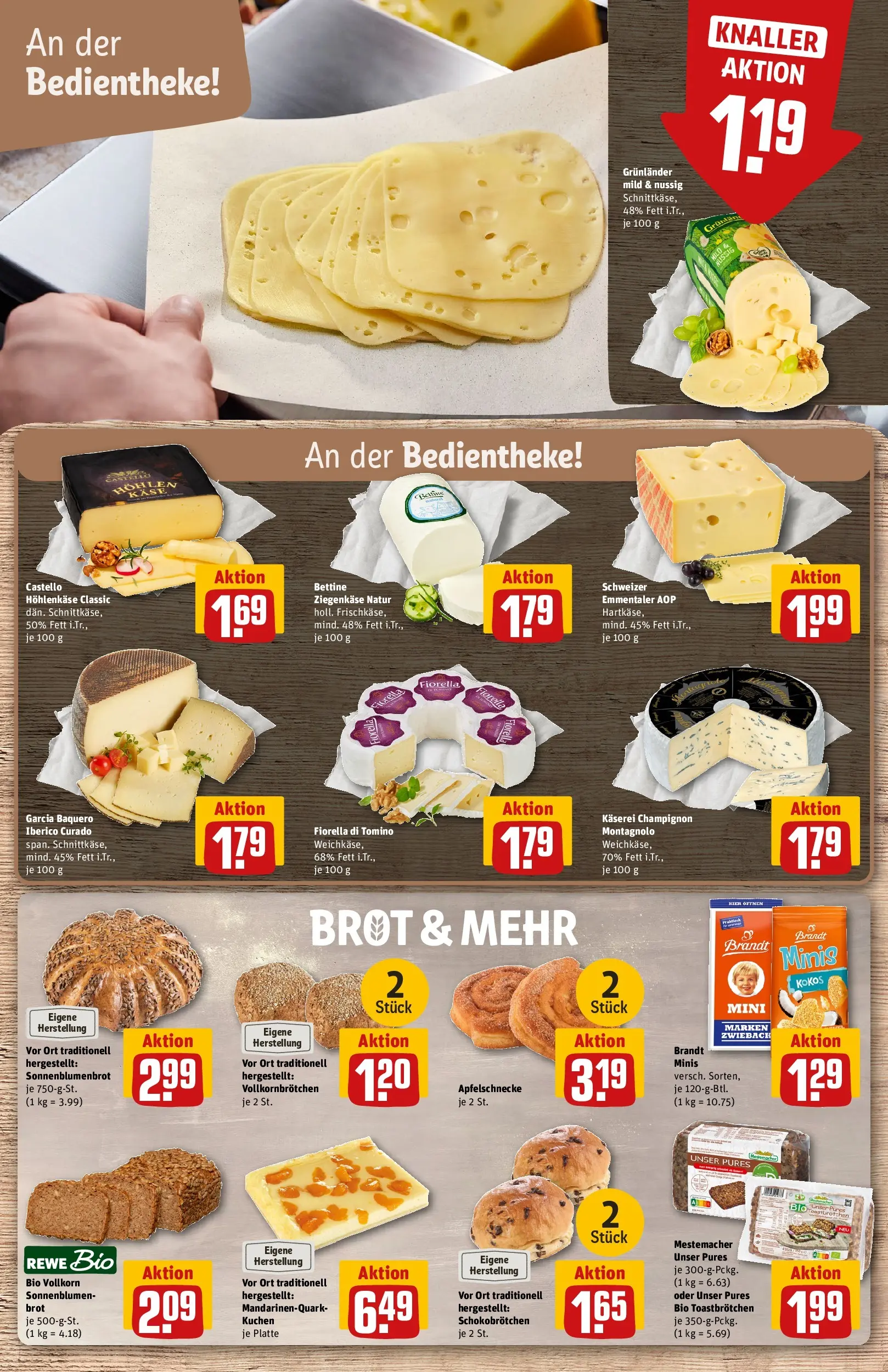 REWE Prospekt ab 01.06.2026 zum Blättern » Angebote | Seite: 9 | Produkte: Ziegenkäse, Grunlander, Brot, Kuchen