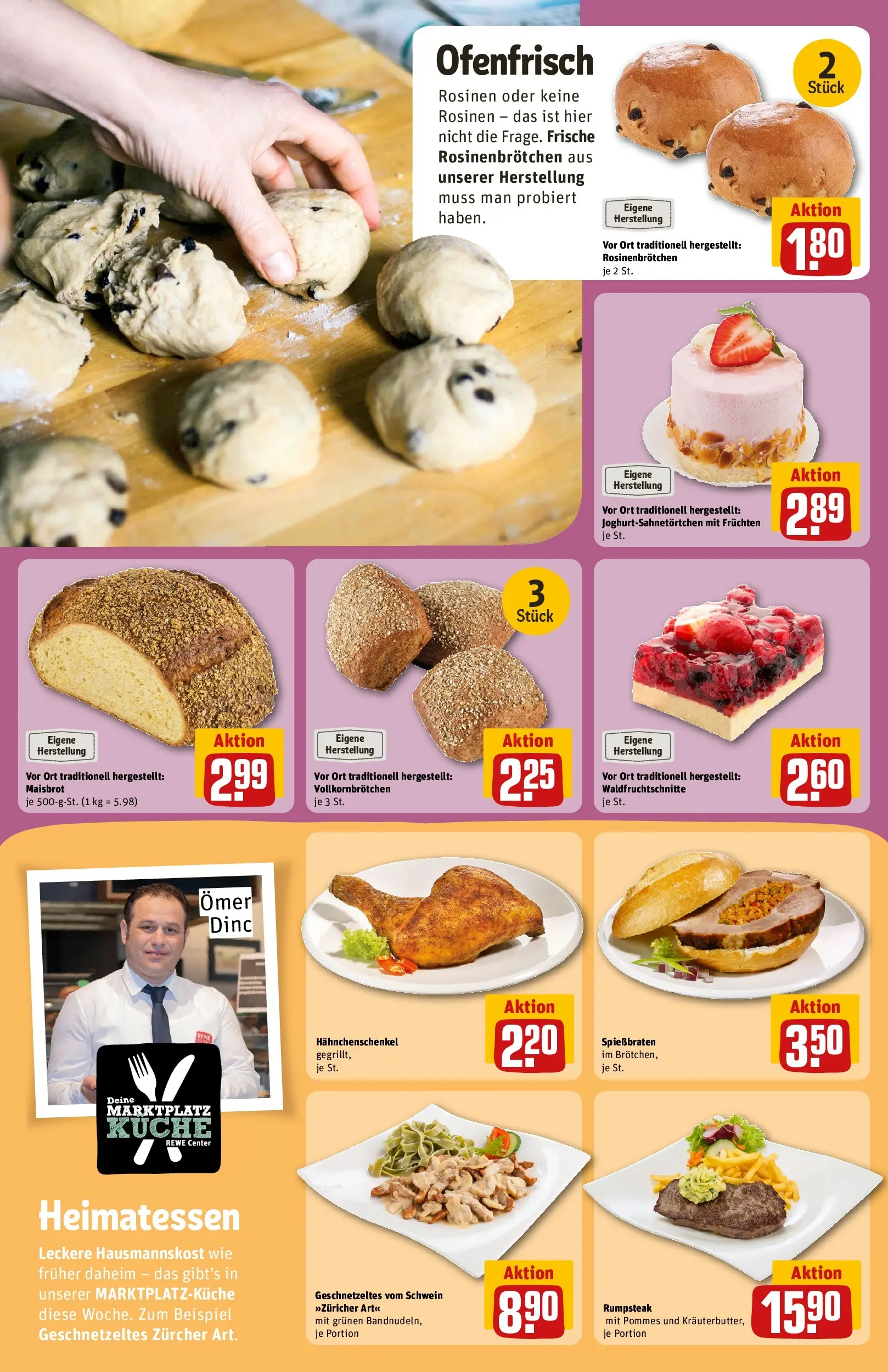 REWE Prospekt ab 01.06.2026 zum Blättern » Angebote | Seite: 11 | Produkte: Rumpsteak, Hahnchenschenkel, Rosinen, Steak