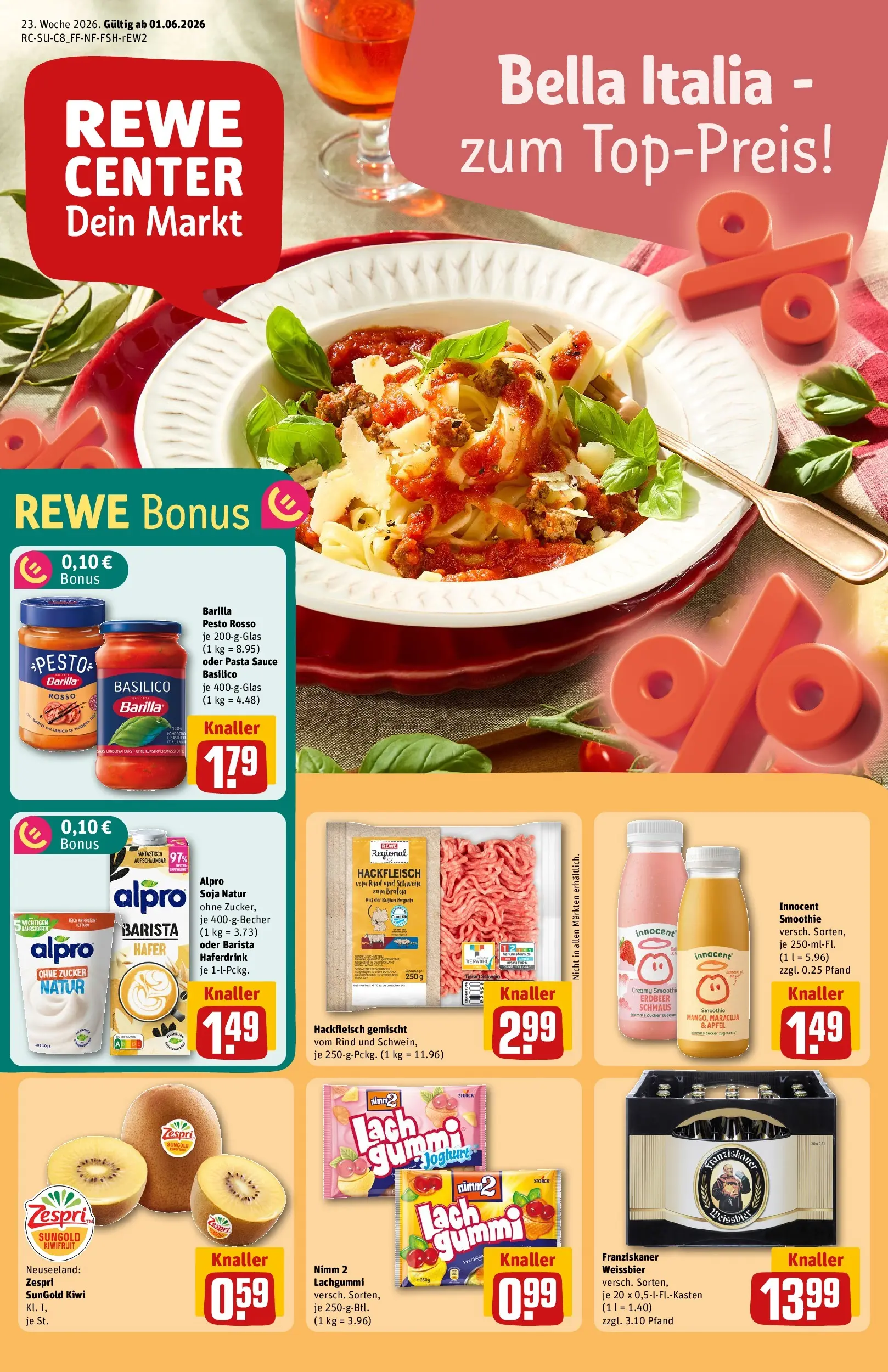 REWE Prospekt ab 01.06.2026 zum Blättern » Angebote | Seite: 1 | Produkte: Haferdrink, Alpro, Zucker, Kiwi