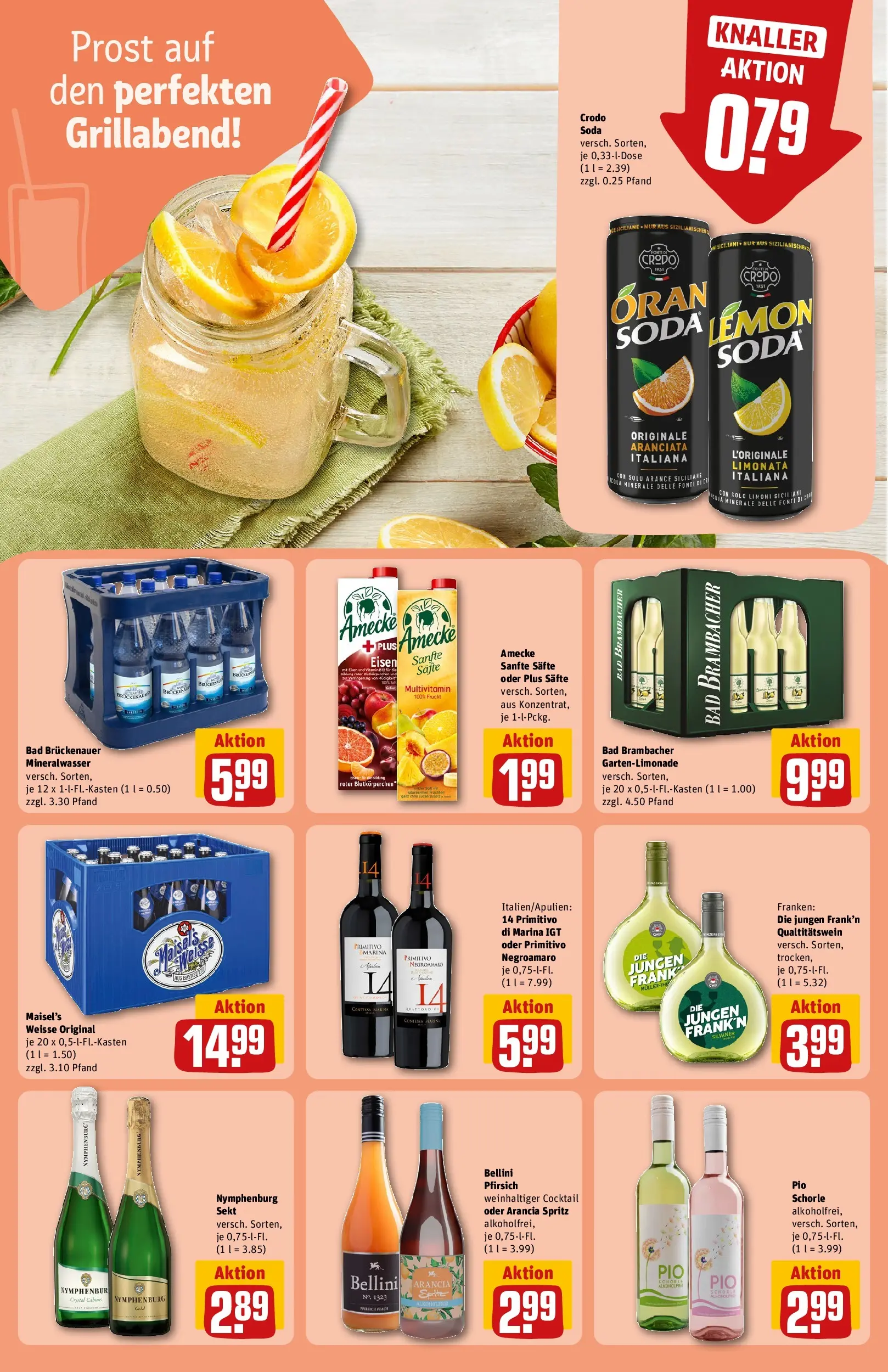 REWE Prospekt ab 01.06.2026 zum Blättern » Angebote | Seite: 23 | Produkte: Sprite, Sekt, Mineralwasser, Pfirsich