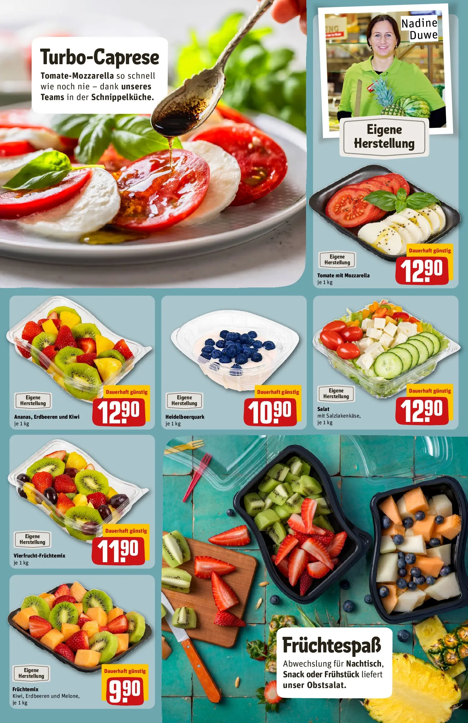 REWE Prospekt ab 01.06.2026 zum Blättern » Angebote | Seite: 11 | Produkte: Mozzarella, Erdbeeren, Kiwi, Salat