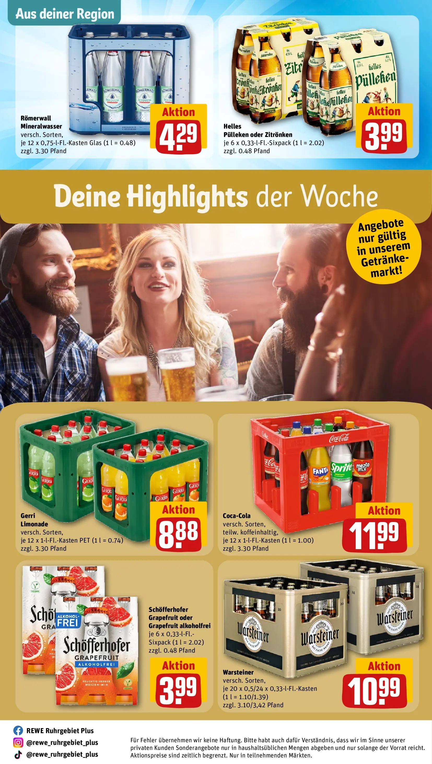REWE Prospekt ab 01.06.2026 zum Blättern » Angebote | Seite: 34 | Produkte: Helles pulleken, Coca cola, Fanta, Mineralwasser