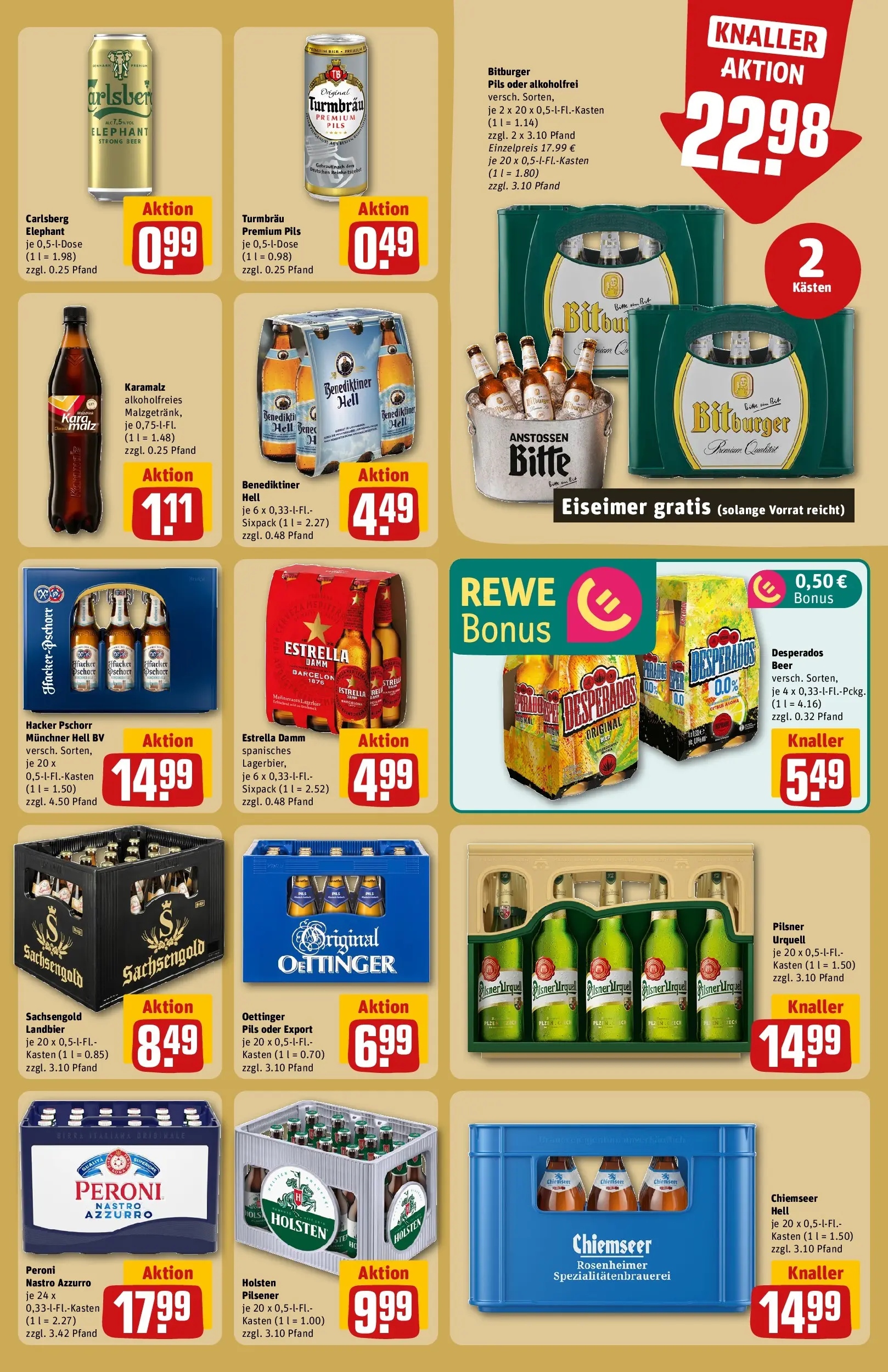 REWE Prospekt ab 01.06.2026 zum Blättern » Angebote | Seite: 23 | Produkte: Carlsberg, Pils, Holsten, Desperados