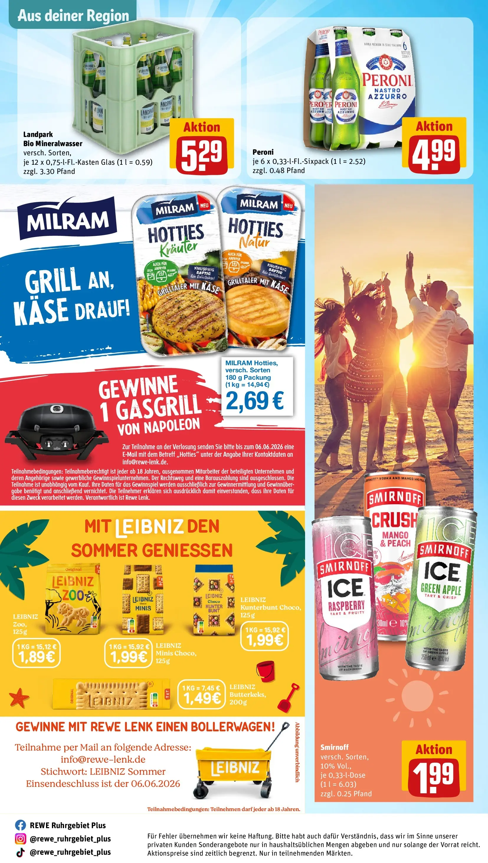 REWE Prospekt ab 01.06.2026 zum Blättern » Angebote | Seite: 34 | Produkte: Grill, Käse, Mineralwasser, Apple