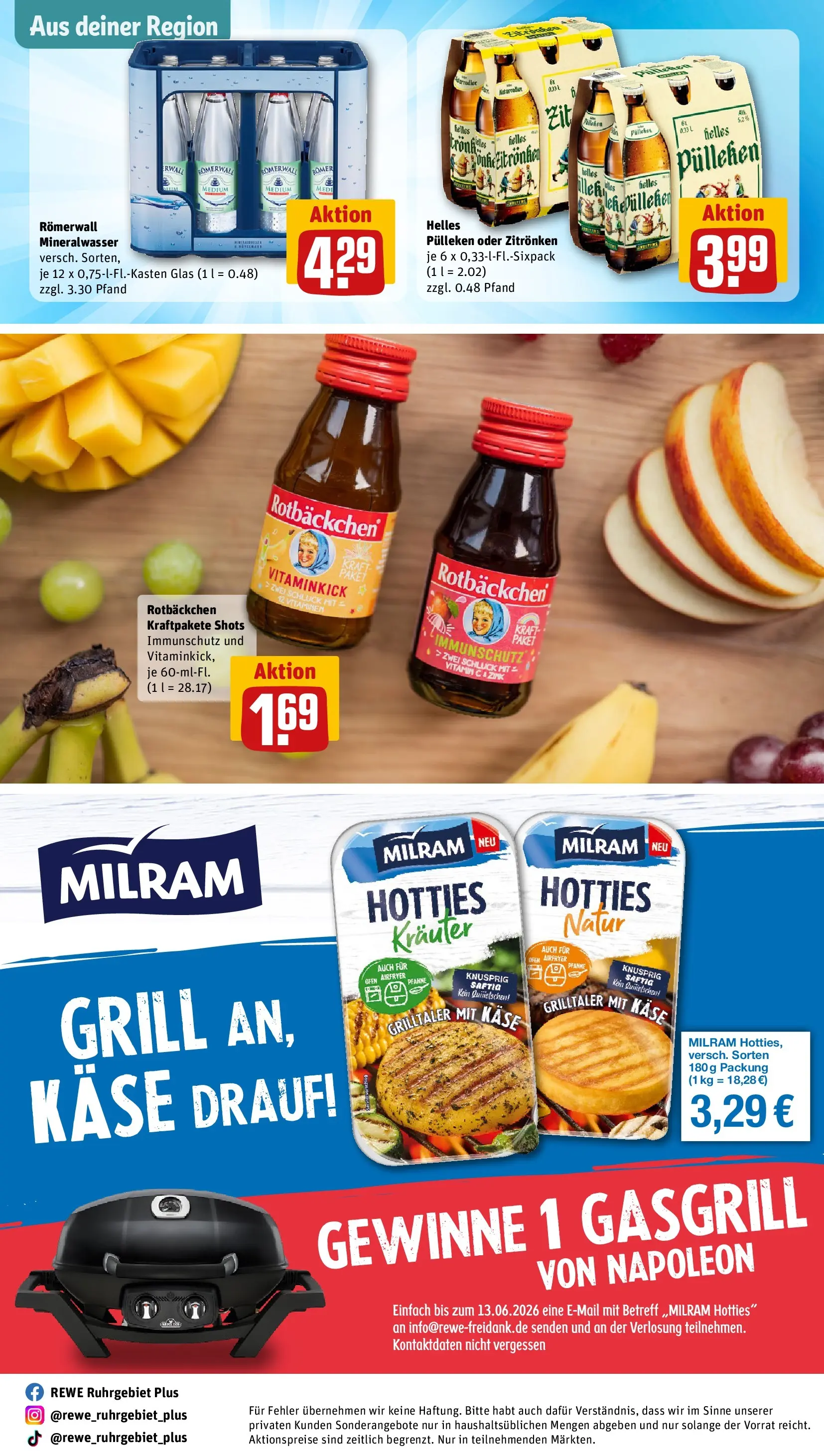REWE Prospekt ab 01.06.2026 zum Blättern » Angebote | Seite: 34 | Produkte: Ofen, Grill, Käse, Mineralwasser