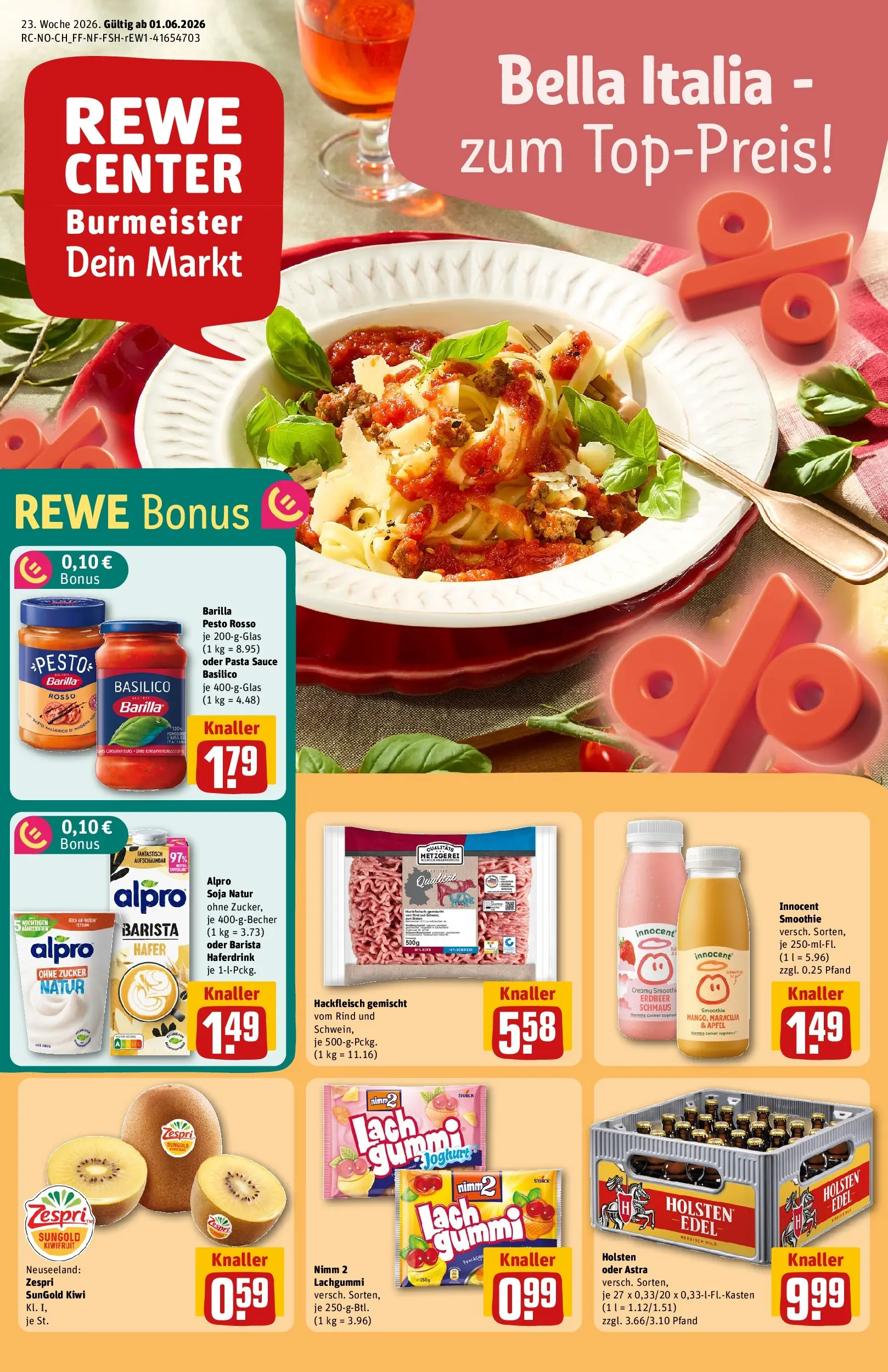 REWE Prospekt ab 01.06.2026 zum Blättern » Angebote | Seite: 1 | Produkte: Holsten edel, Astra, Haferdrink, Zucker