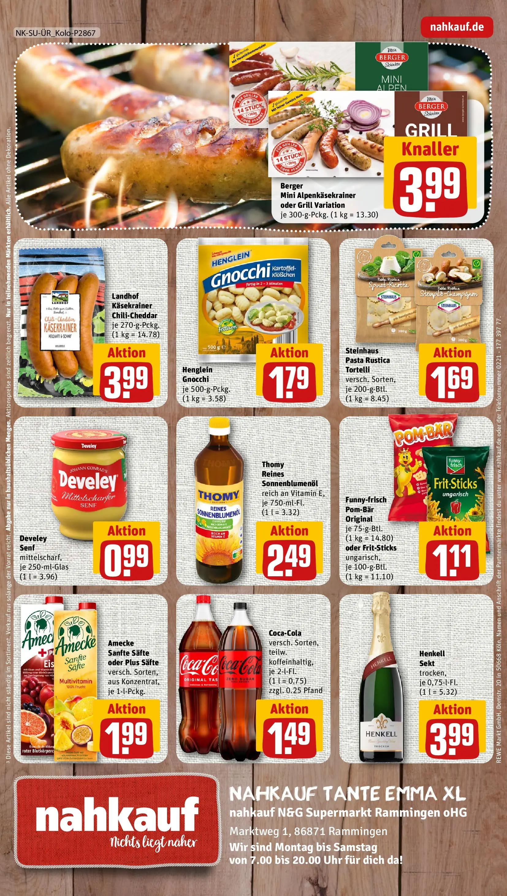REWE Prospekt ab 01.06.2026 zum Blättern » Angebote | Seite: 8 | Produkte: Käsekrainer, POM-BÄR, Schinken, Griller