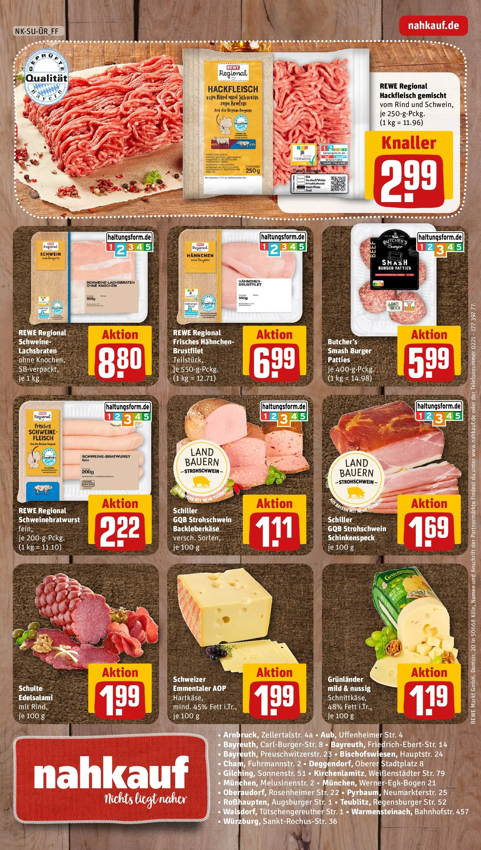REWE Prospekt ab 01.06.2026 zum Blättern » Angebote | Seite: 8 | Produkte: Hahnchen, Burger, Grunlander, Fleisch