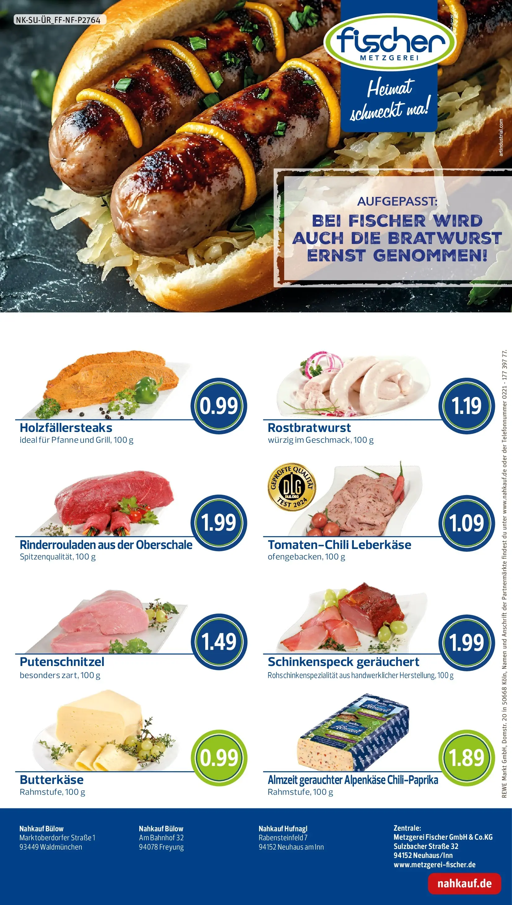 REWE Prospekt ab 01.06.2026 zum Blättern » Angebote | Seite: 8 | Produkte: Rinderrouladen, Bratwurst, Putenschnitzel, Leberkase