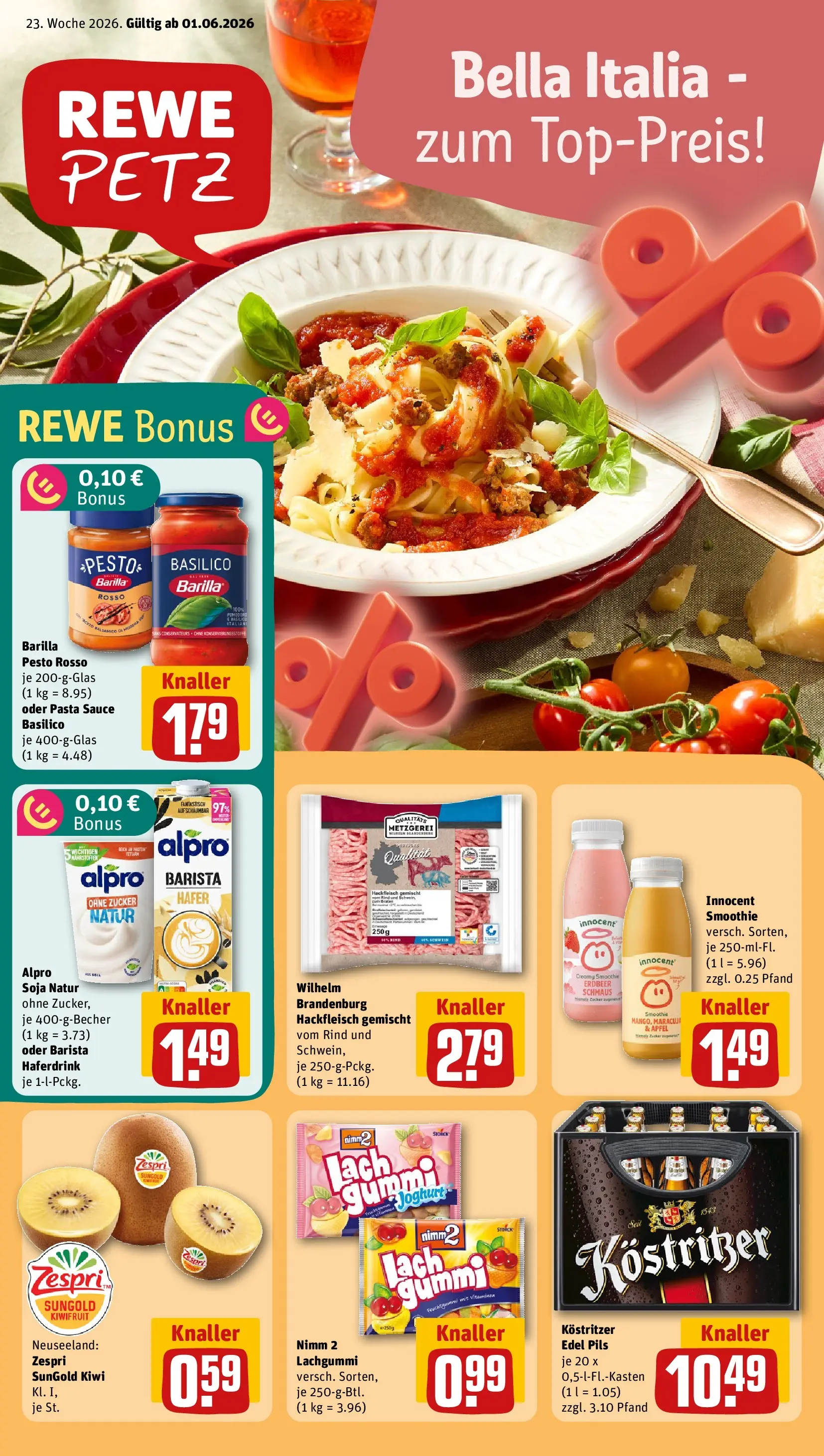 REWE Prospekt ab 01.06.2026 zum Blättern » Angebote | Seite: 5 | Produkte: Barilla, Barilla pesto, Äpfel, Hackfleisch