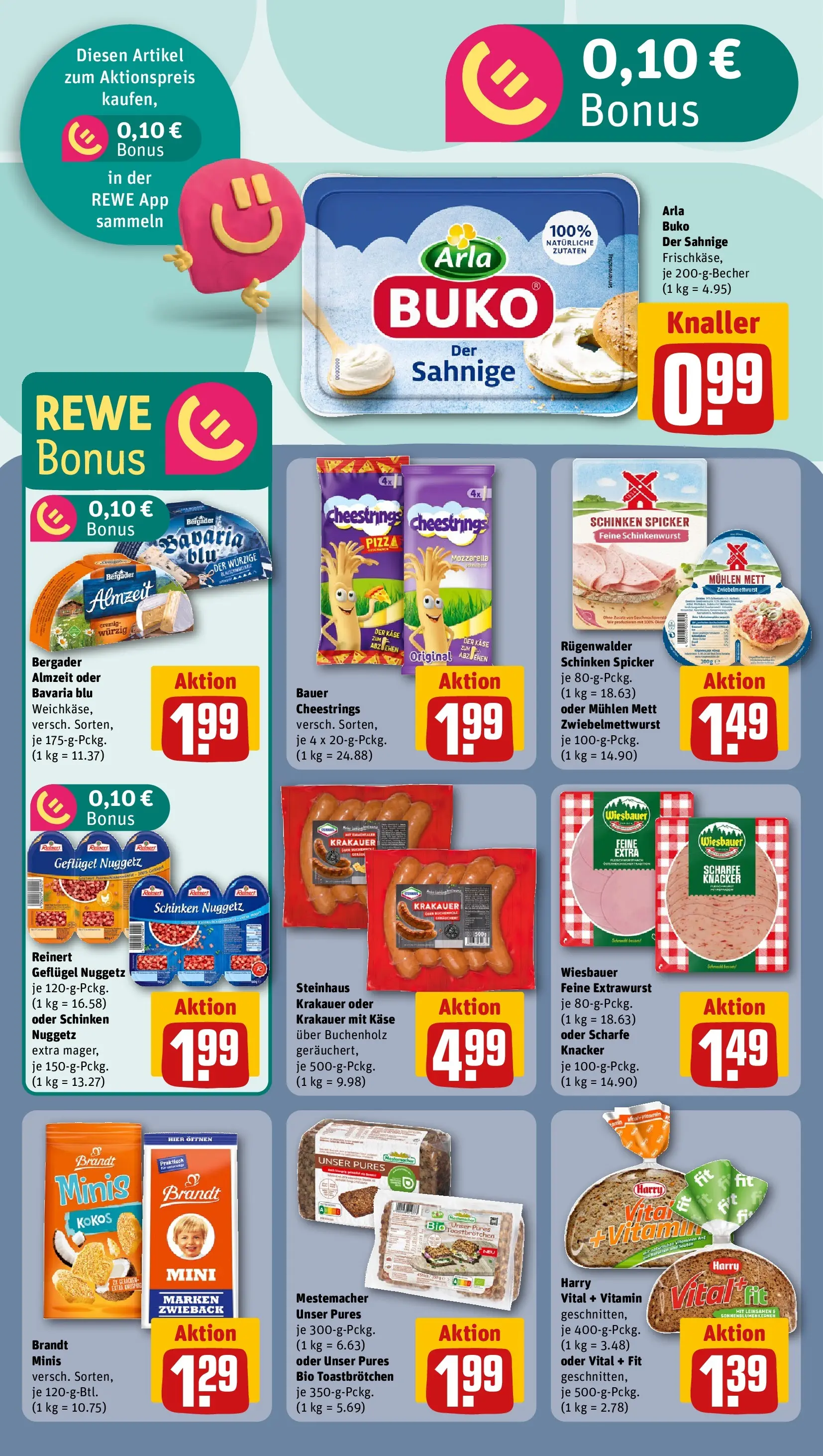 REWE Prospekt ab 01.06.2026 zum Blättern » Angebote | Seite: 16 | Produkte: Käse, Mozzarella, Arla buko, Schinken