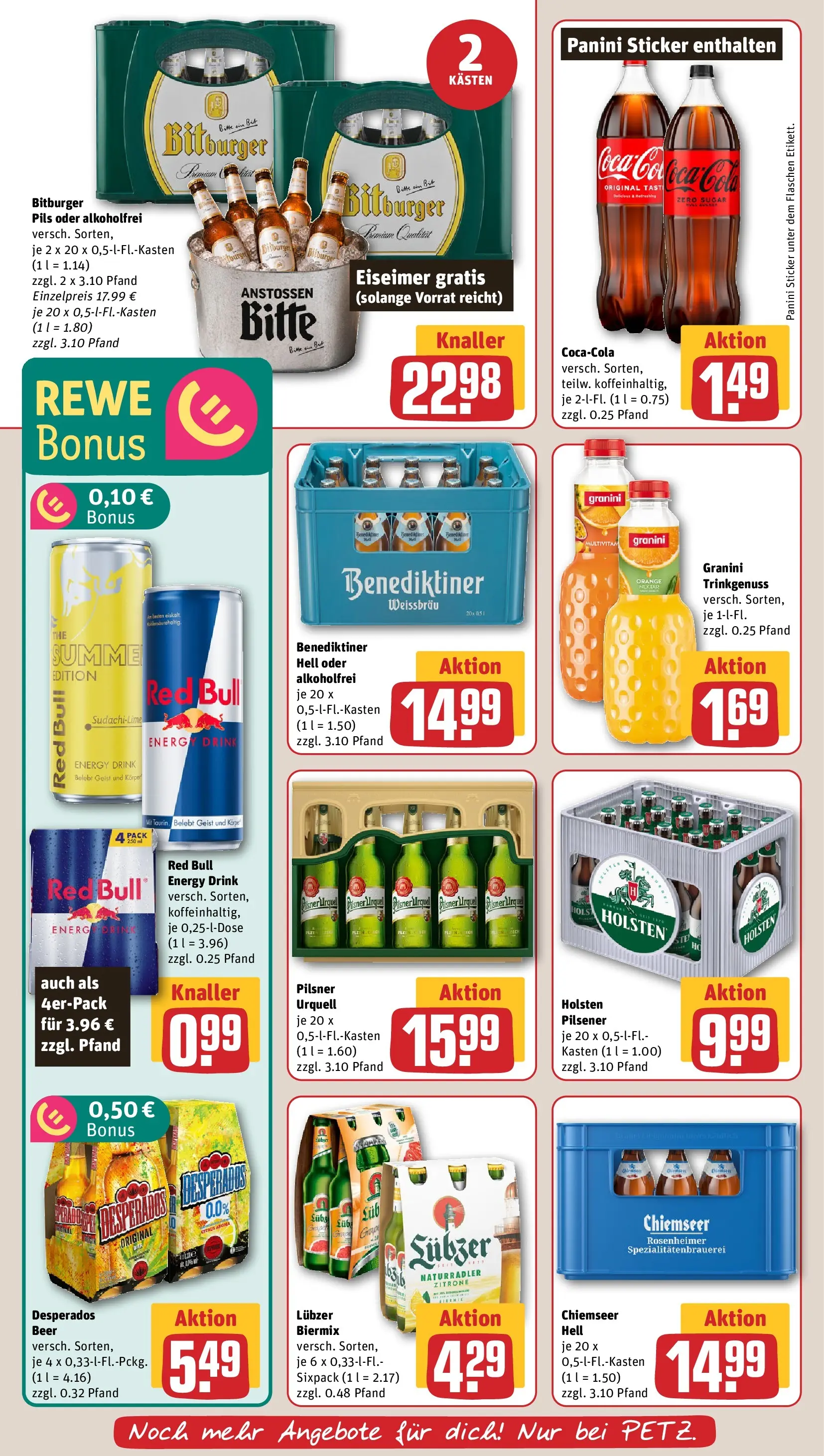 REWE Prospekt ab 01.06.2026 zum Blättern » Angebote | Seite: 22 | Produkte: Red bull, Cola, Benediktiner hell, Pilsner urquell