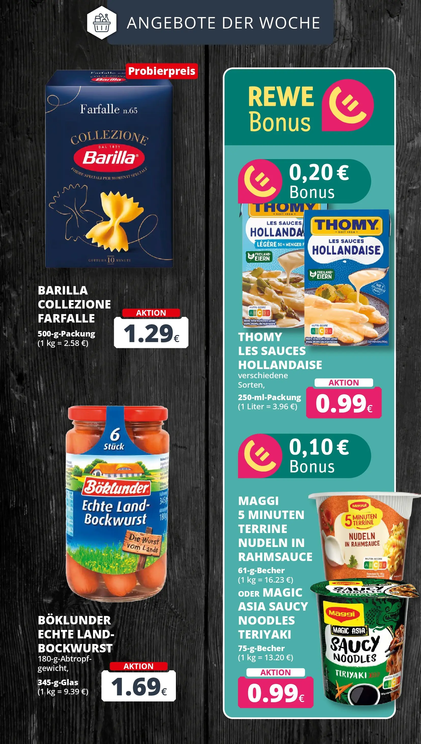 REWE Prospekt ab 01.06.2026 zum Blättern » Angebote | Seite: 5 | Produkte: Bockwurst, Barilla, Wurst, Maggi 5 minuten terrine