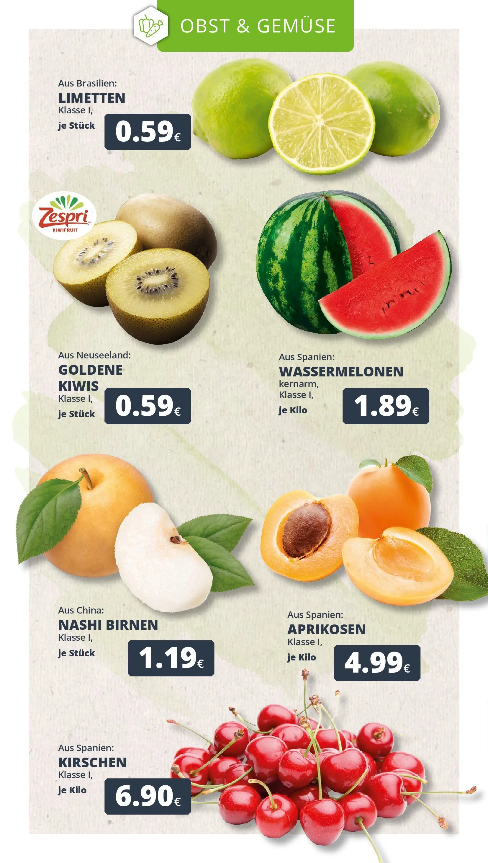 REWE Prospekt ab 01.06.2026 zum Blättern » Angebote | Seite: 10 | Produkte: Limetten, Kirschen, Gemüse, Kiwi