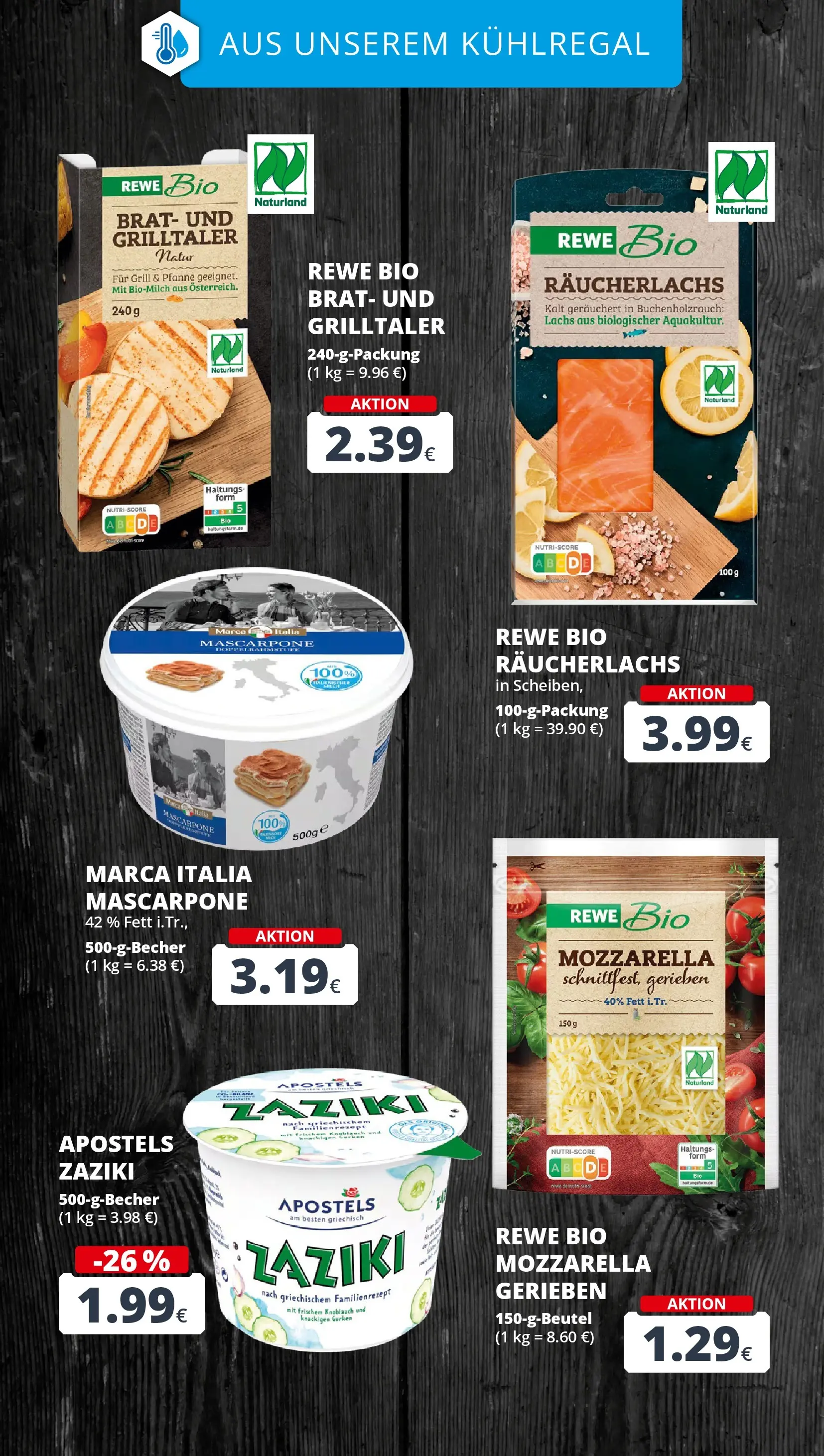 REWE Prospekt ab 01.06.2026 zum Blättern » Angebote | Seite: 16 | Produkte: Mozzarella, Lachs, Räucherlachs, Gurken