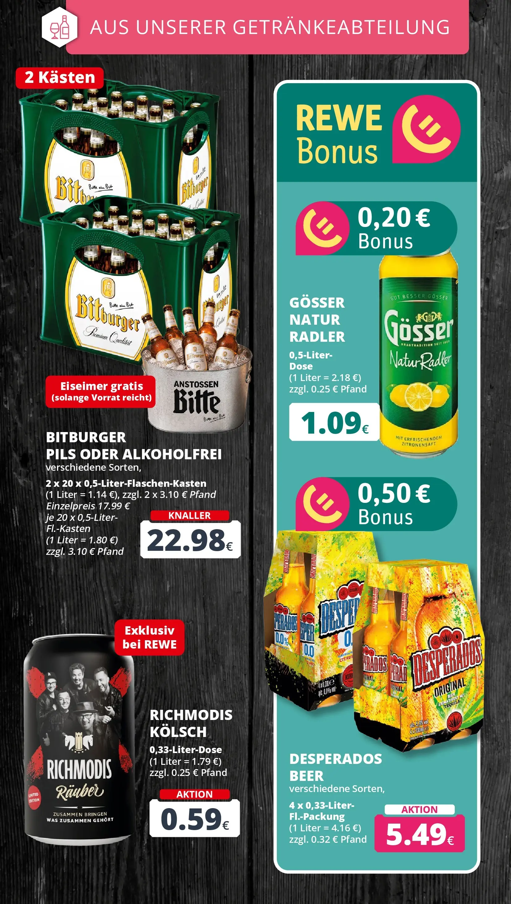 REWE Prospekt ab 01.06.2026 zum Blättern » Angebote | Seite: 21 | Produkte: Bitburger, Pils, Radler, Desperados