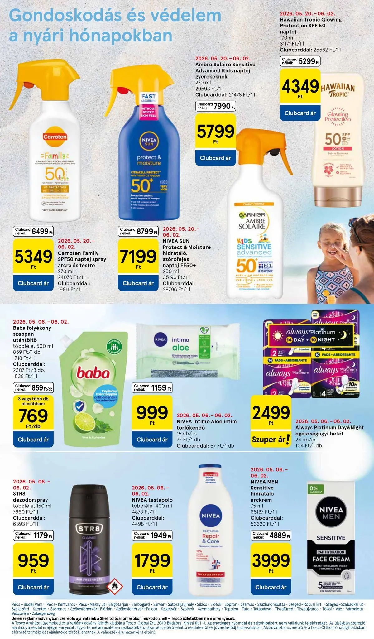 Tesco akciós újság - 2026.05.28.-tól - online | Oldal: 27 | Termékek: Törlőkendő, Naptej, Folyékony szappan, Testápoló