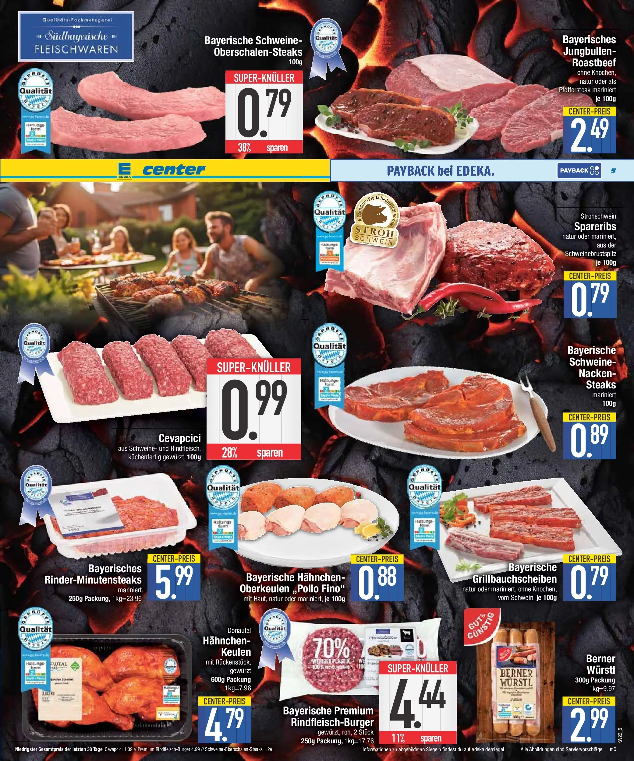 E center Prospekt Abensberg (ab 26.05.2026) zum Blättern | Seite: 5 | Produkte: Hahnchen, Würstl, Cevapcici, Roastbeef
