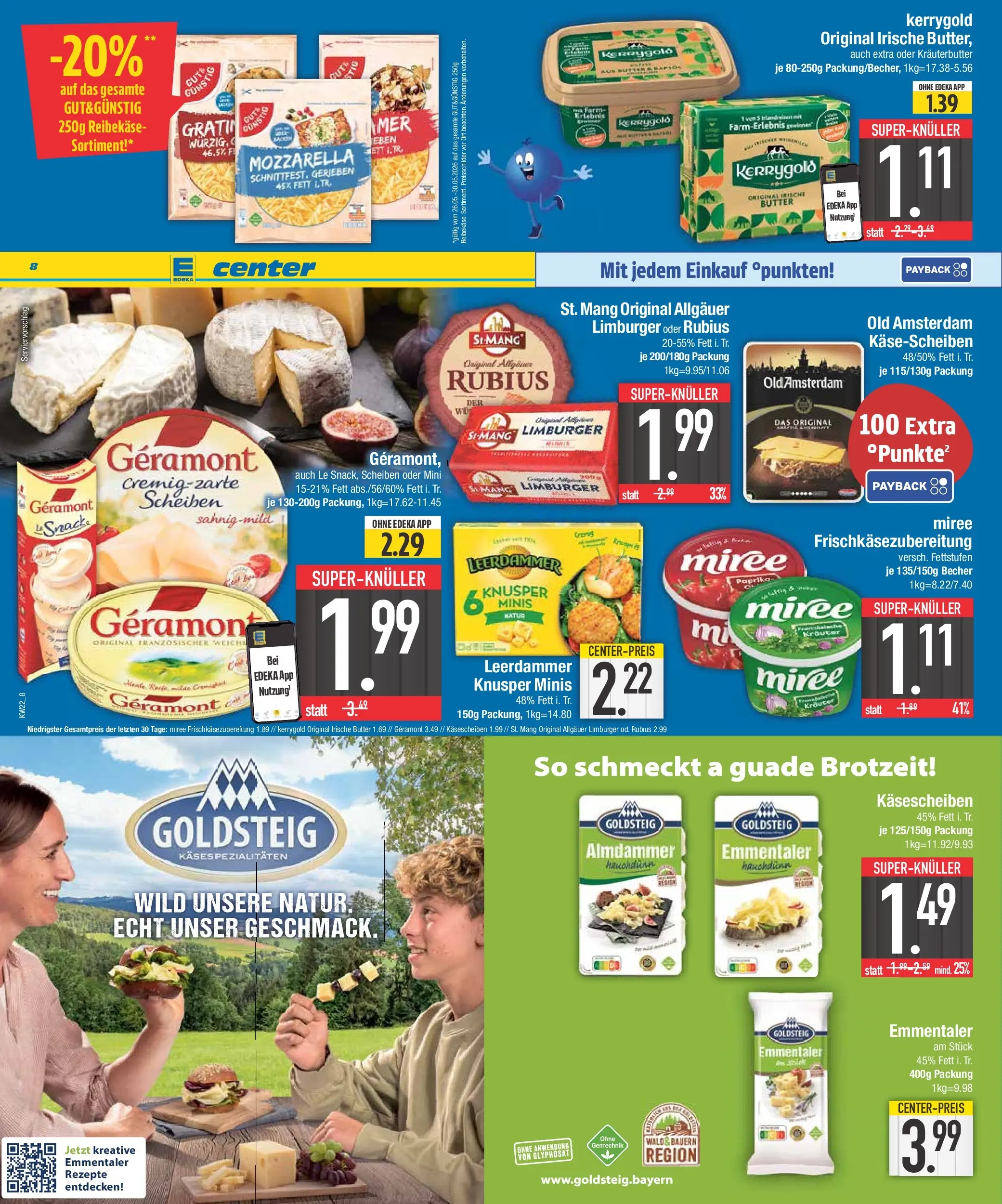 E center Prospekt Abensberg (ab 26.05.2026) zum Blättern | Seite: 8 | Produkte: Butter, Kräuterbutter, Paprika, Reibekase