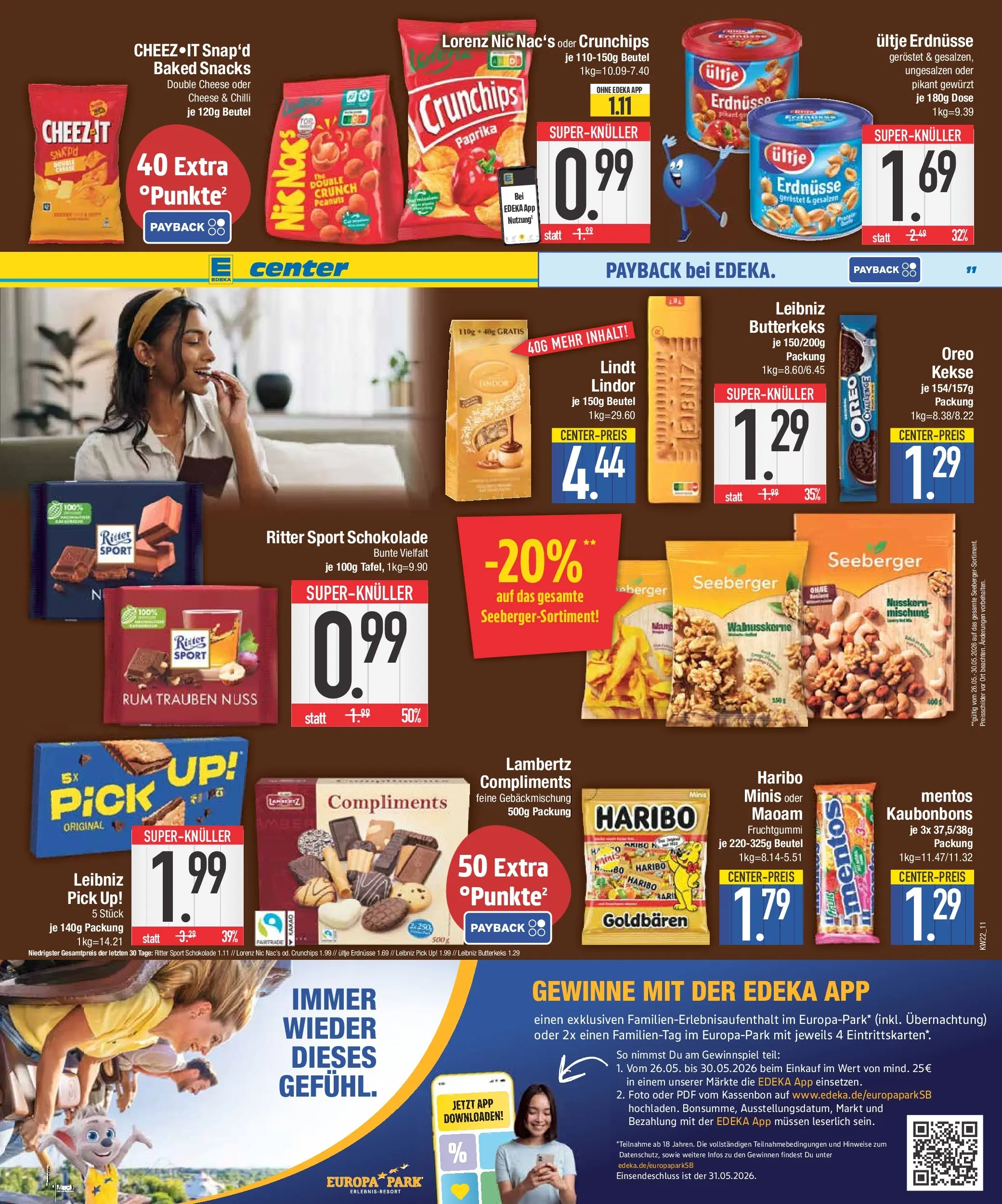 E center Prospekt Abensberg (ab 26.05.2026) zum Blättern | Seite: 11 | Produkte: Erdnüsse, Schokolade, Rum, Ritter sport