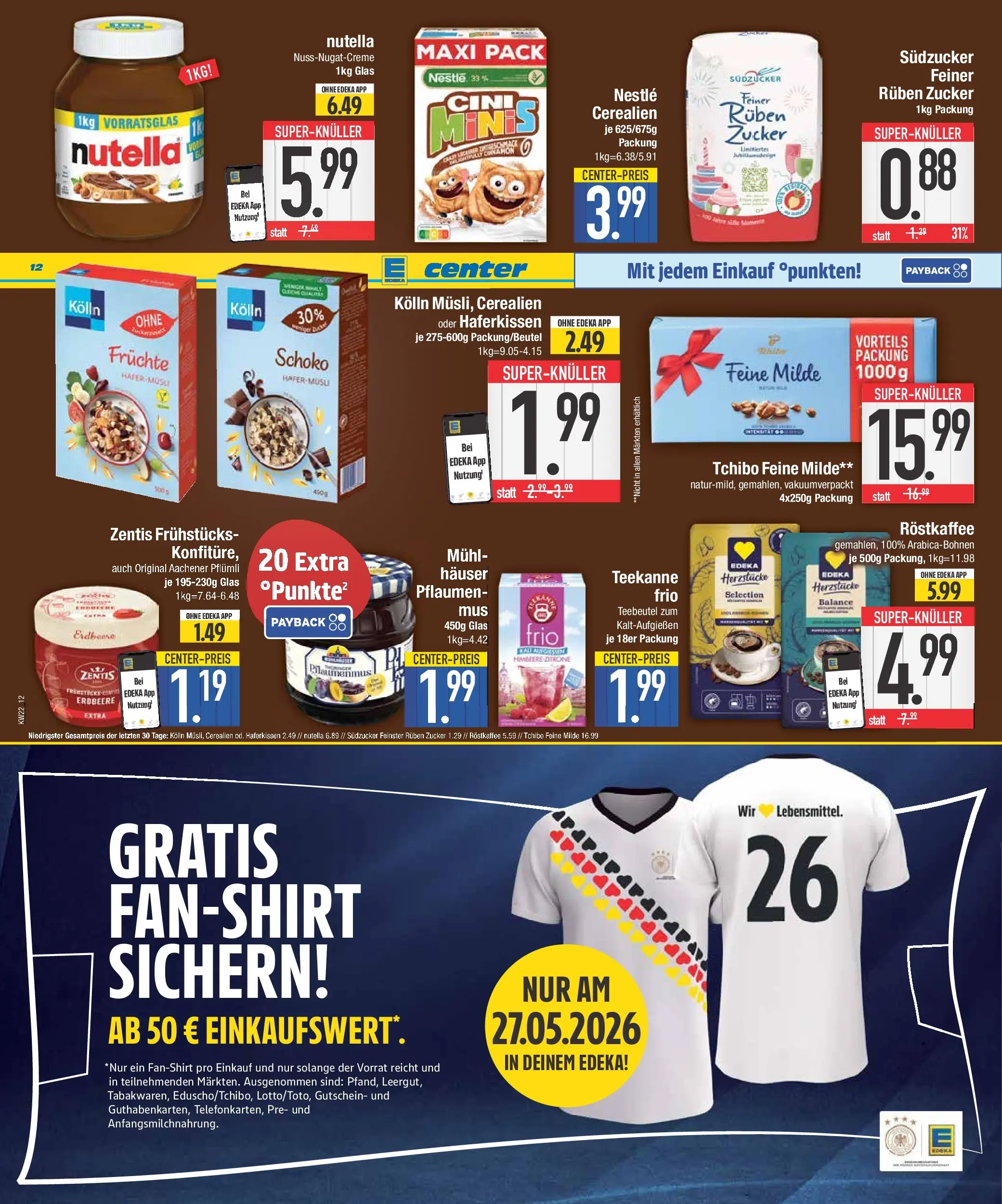 E center Prospekt Abensberg (ab 26.05.2026) zum Blättern | Seite: 12 | Produkte: Pflaumen, Nutella, Zucker, Teekanne