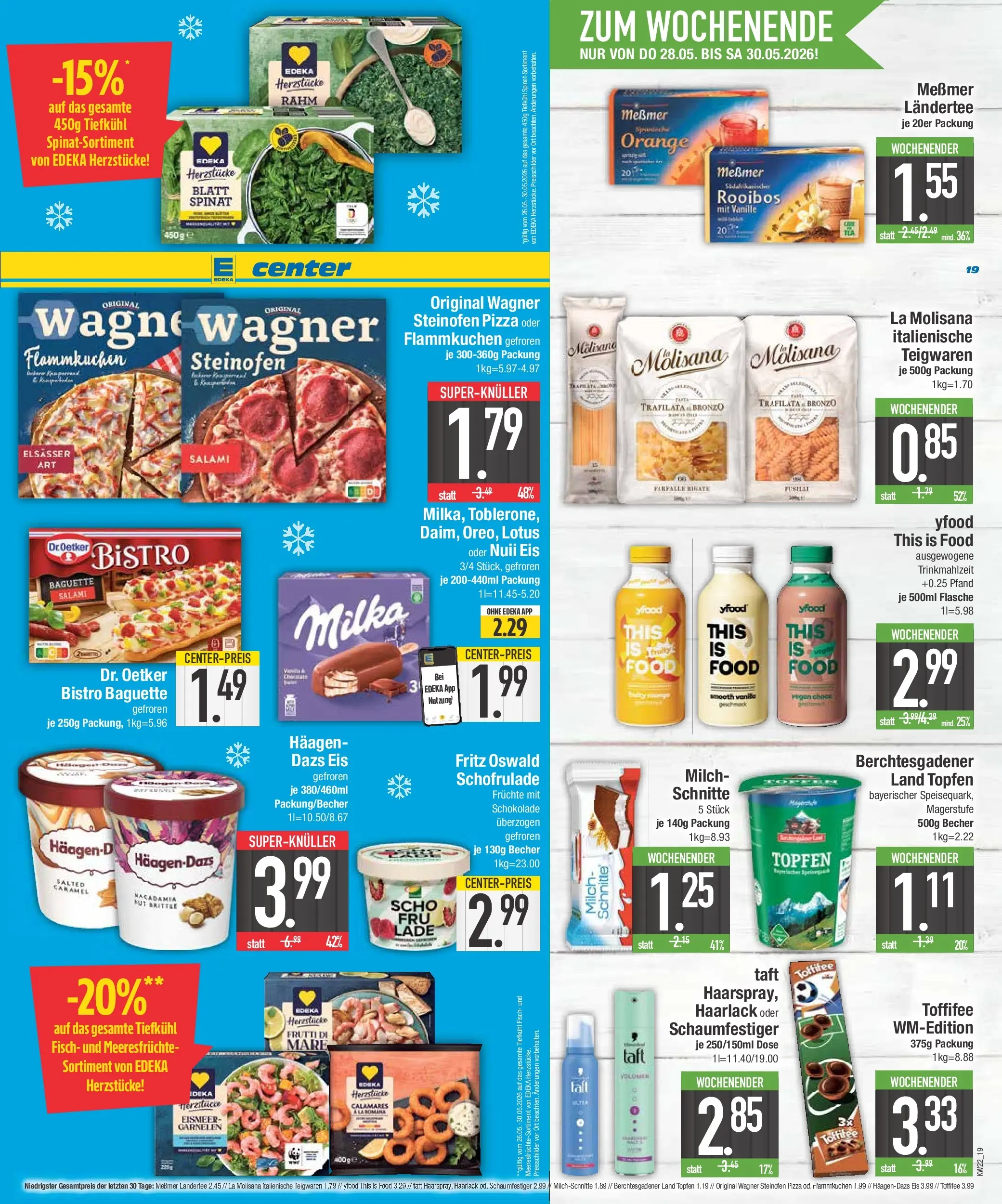 E center Prospekt Abensberg (ab 26.05.2026) zum Blättern | Seite: 19 | Produkte: Quark, YFood, Pizza, Eis