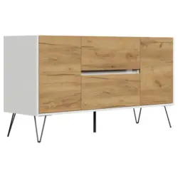 Sideboard Posseik Industrial Wei&szlig;/Eichefarben B: 139 cm