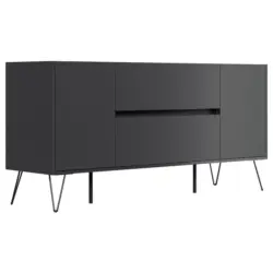 Sideboard Posseik Industrial Graphitfarben/Eiche B: 155 cm