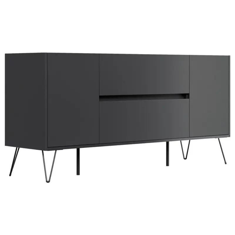 Sideboard Posseik Industrial Graphitfarben/Eiche B: 155 cm