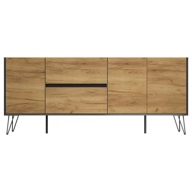 Sideboard Posseik Industrial Graphitfarben/Eiche B: 177 cm
