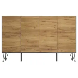 Sideboard Posseik Industrial Graphitfarben/Eichef. 155 cm