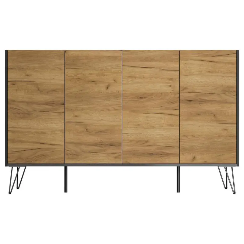 Sideboard Posseik Industrial Graphitfarben/Eichef. 155 cm