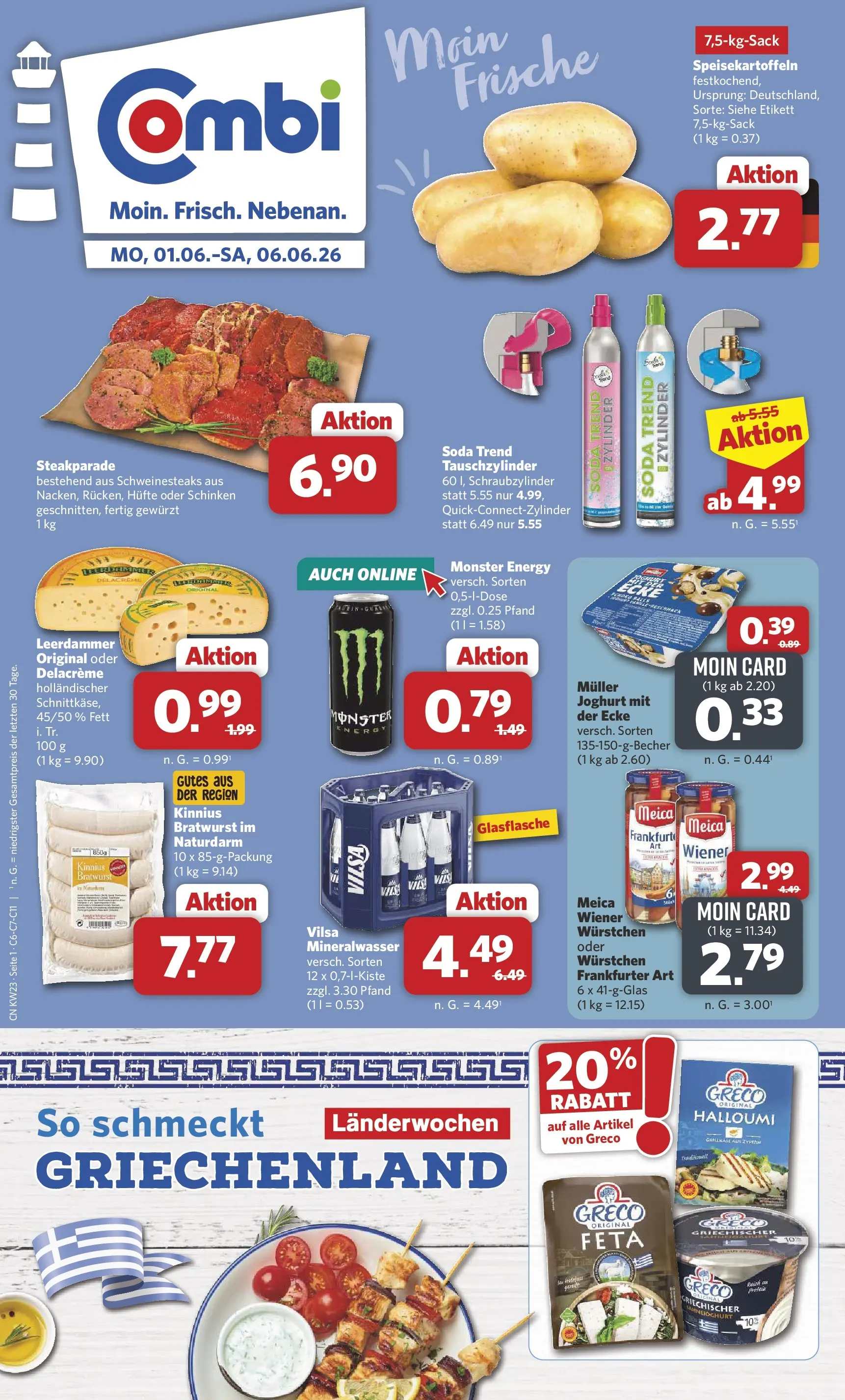 Combi Unsere Combi Wochenangebote (ab 01.06.2026) zum Blättern | Seite: 1 | Produkte: Feta, Leerdammer, Meica, Monster