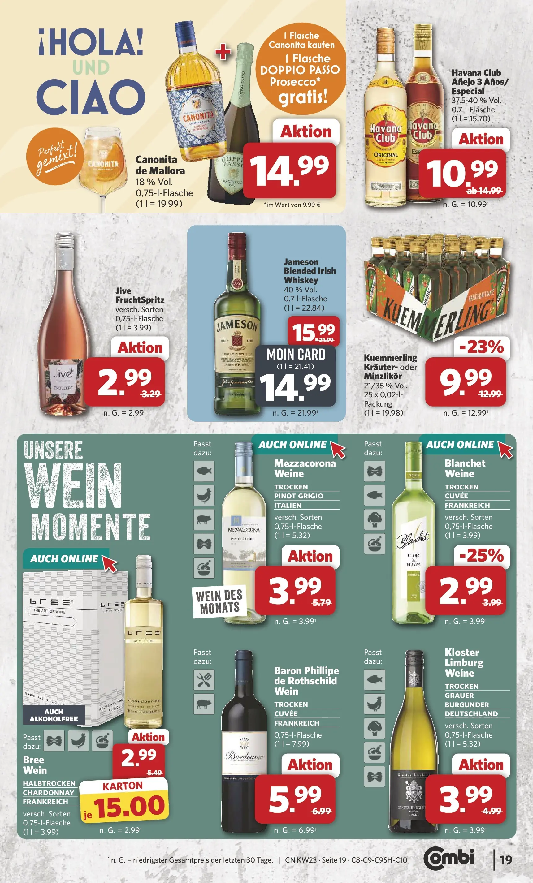 Combi Unsere Combi Wochenangebote (ab 01.06.2026) zum Blättern | Seite: 19 | Produkte: Bree, Kuemmerling, Doppio Passo, Wein