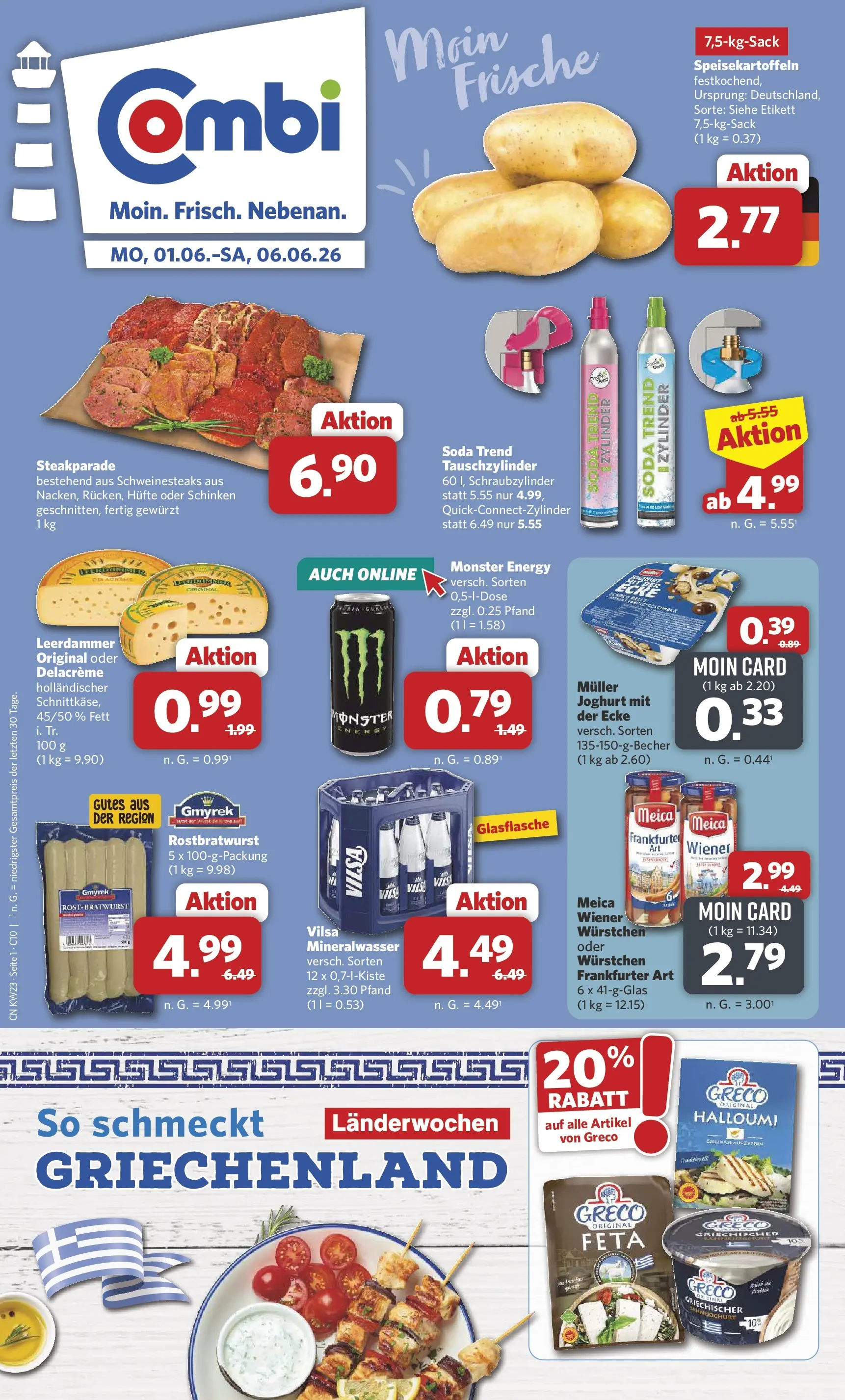 Combi Unsere Combi Wochenangebote (ab 01.06.2026) zum Blättern | Seite: 1 | Produkte: Joghurt, Mineralwasser, Leerdammer, Meica