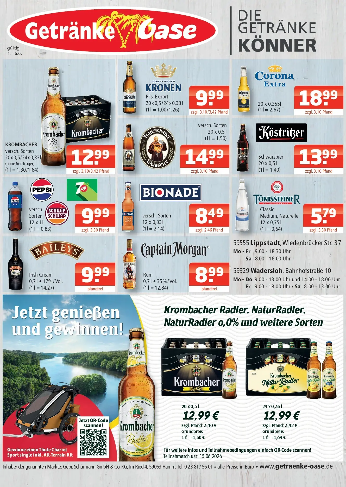 Angebote - Getränke Oase: Getränkeangebote (ab 31.05.2026) zum Blättern | Seite: 1 | Produkte: Kostritzer, Weißbier, Pils, Pepsi