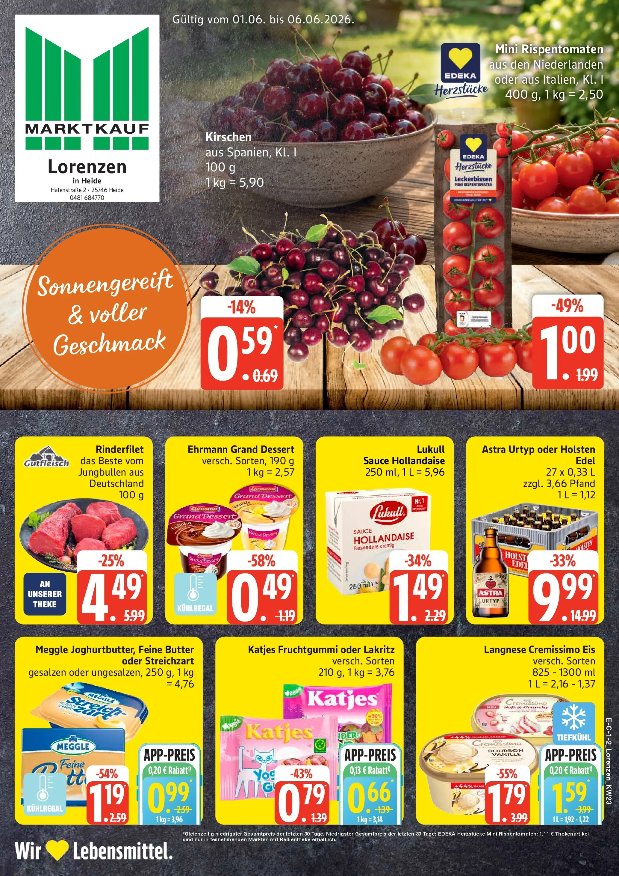 Marktkauf Prospekt Heide (ab 01.06.2026) » Angebote online | Seite: 1 | Produkte: Cremissimo, Butter, Ehrmann grand dessert, Holsten