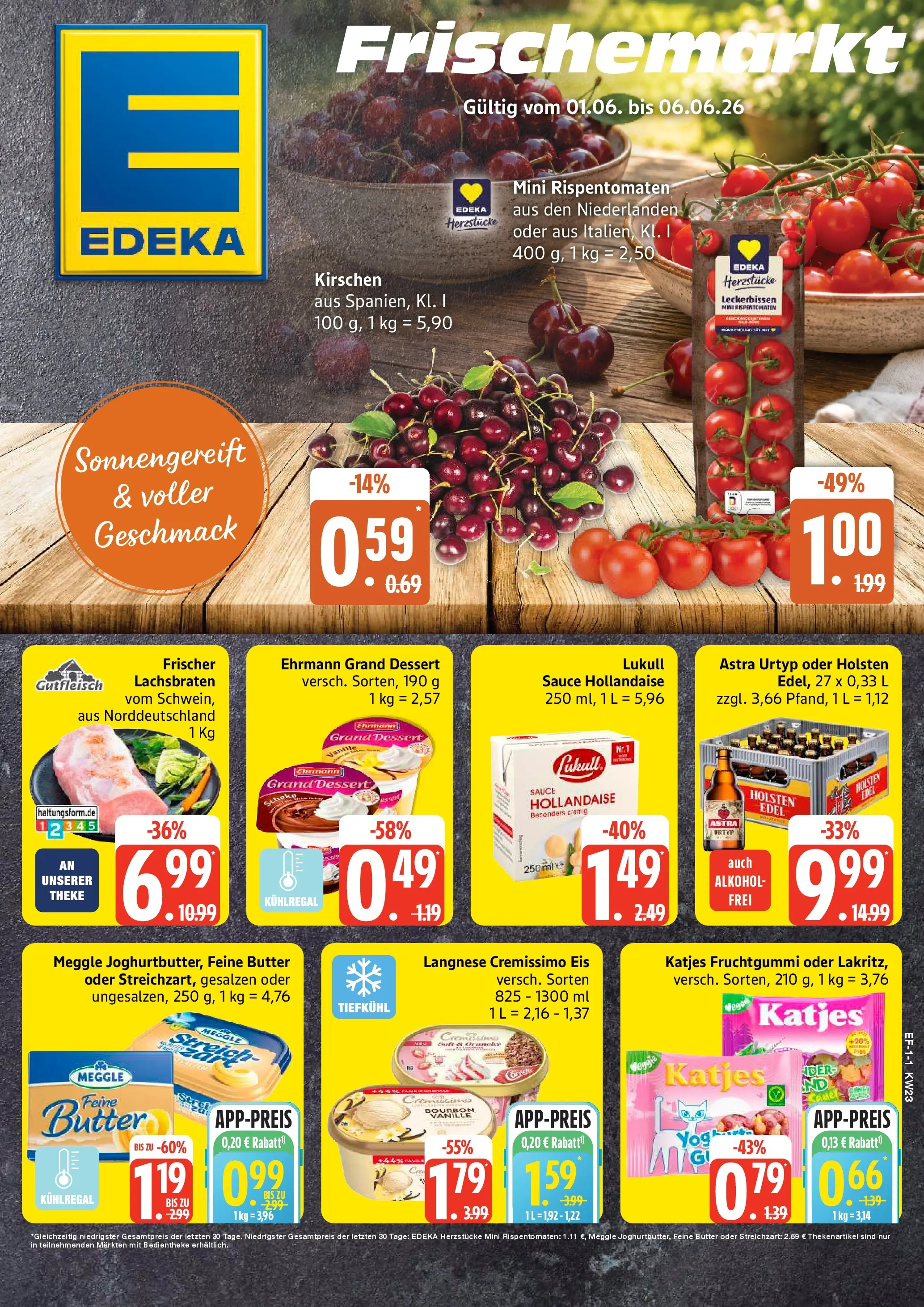 Edeka prospekt Hamburg (ab 01.06.2026) » Angebote Online | Seite: 1 | Produkte: Butter, Ehrmann grand dessert, Holsten edel, Eis
