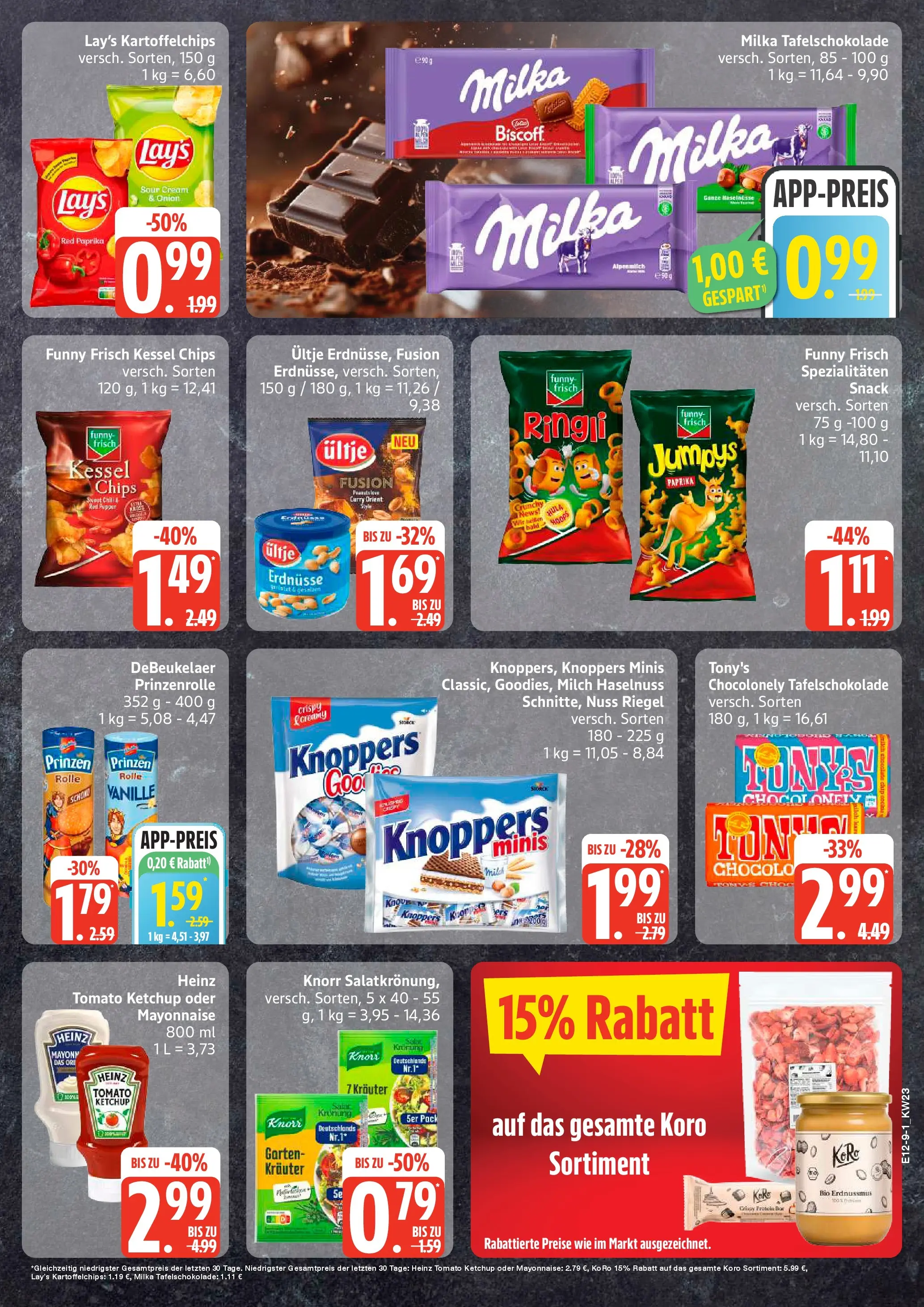 Edeka prospekt Rostock-Gehlsdorf (ab 01.06.2026) » Angebote Online | Seite: 9 | Produkte: Erdnüsse, Milch, Milka, Chips
