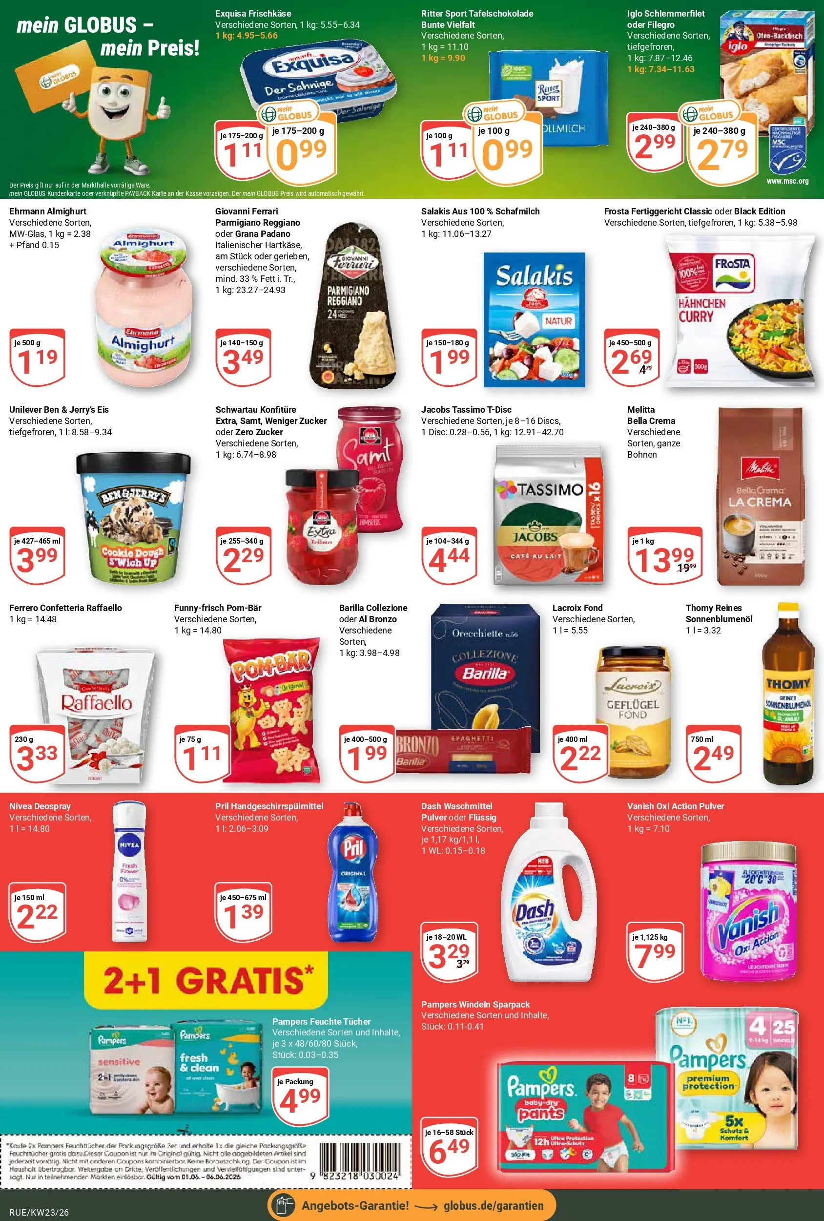 Globus Prospekt Rüsselsheim (ab 01.06.2026) » Angebote online | Seite: 3 | Produkte: Sonnenblumenol, Pampers, Iglo schlemmerfilet, Frischkase
